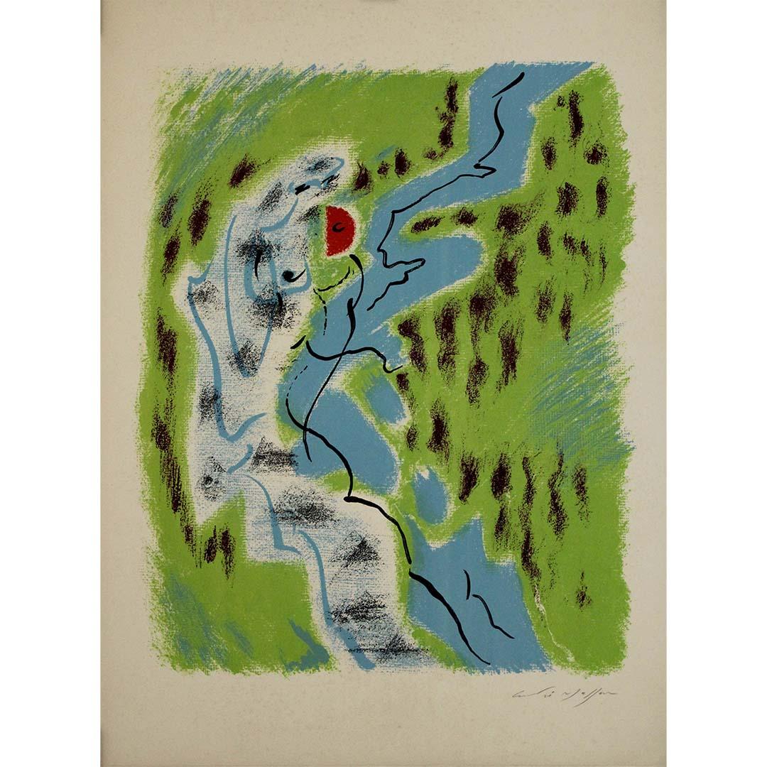 Questa straordinaria litografia originale, creata da André Masson nel 1962 per il XVIIIe Salon de Mai, è un'audace testimonianza dell'astrazione lirica e dell'intensità onirica del maestro surrealista.

Molto più che un pezzo promozionale,