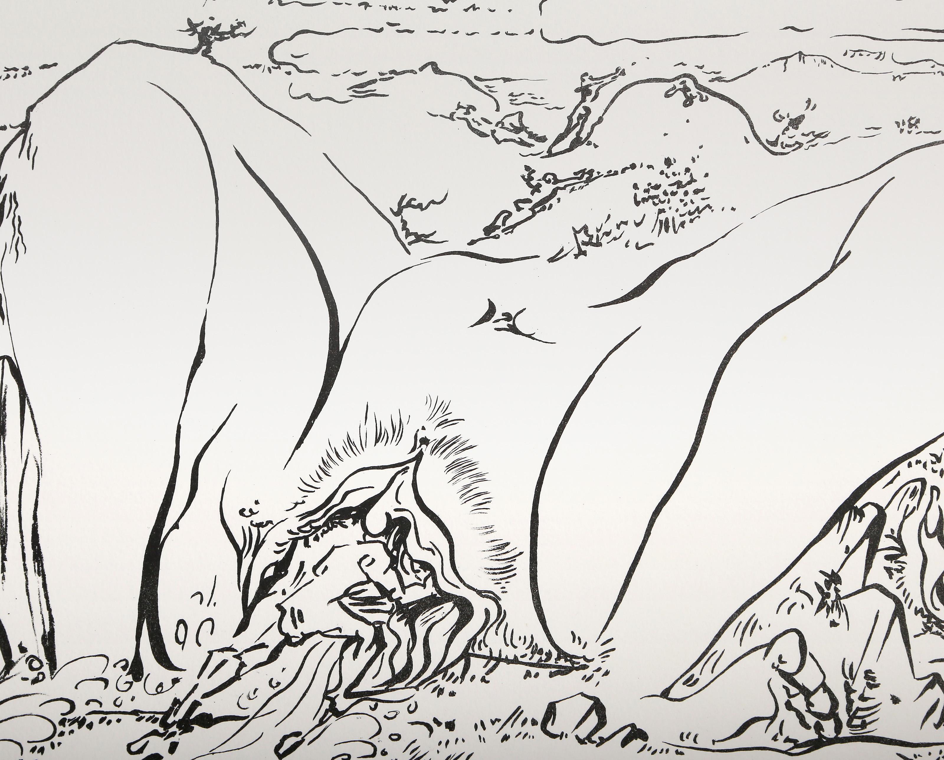 Mündung, Surrealistische Lithographie von Andre Masson – Print von André Masson