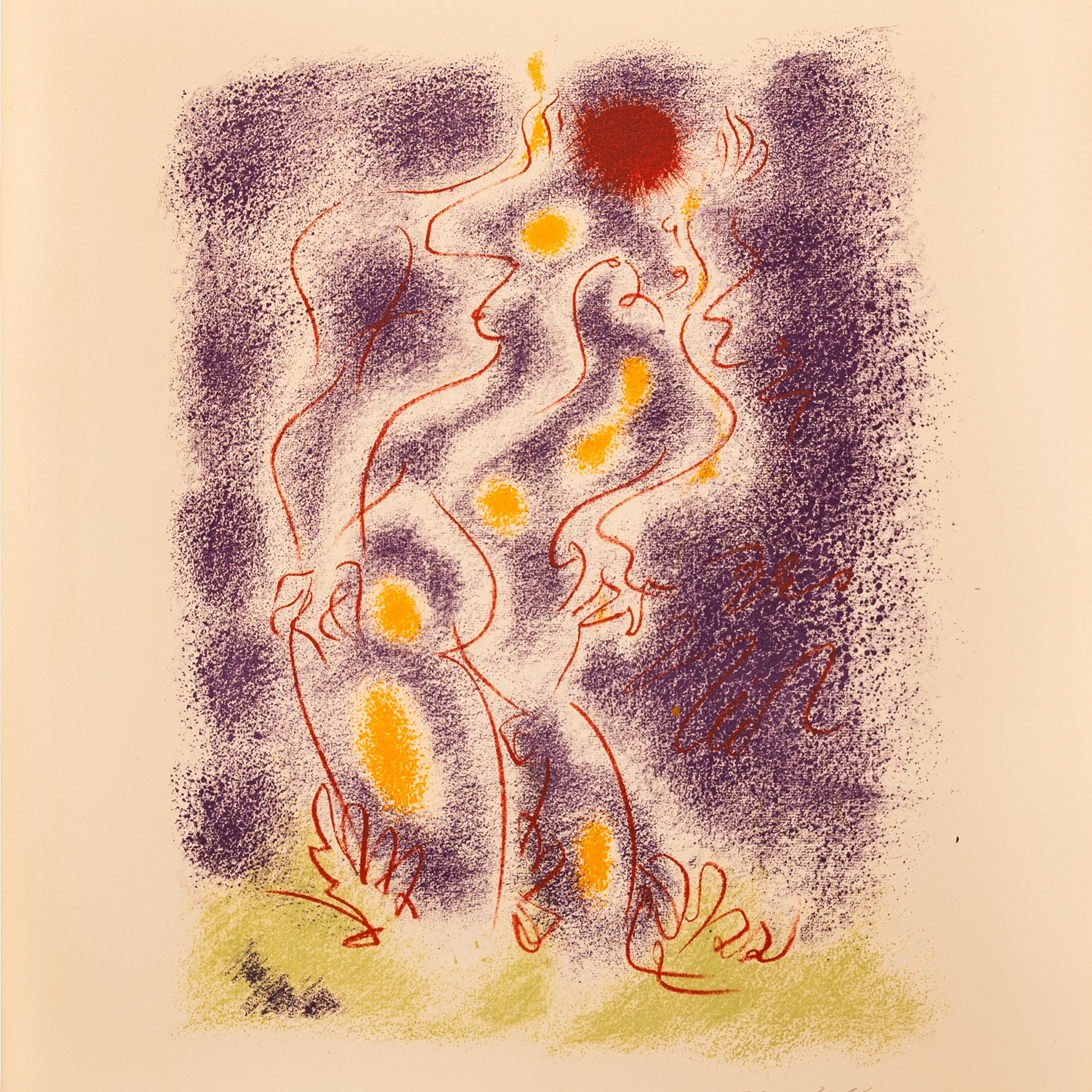 Original French Surrealist MCM Modernist Signed Abstract Lithograph Andre Masson - Print by André Masson
