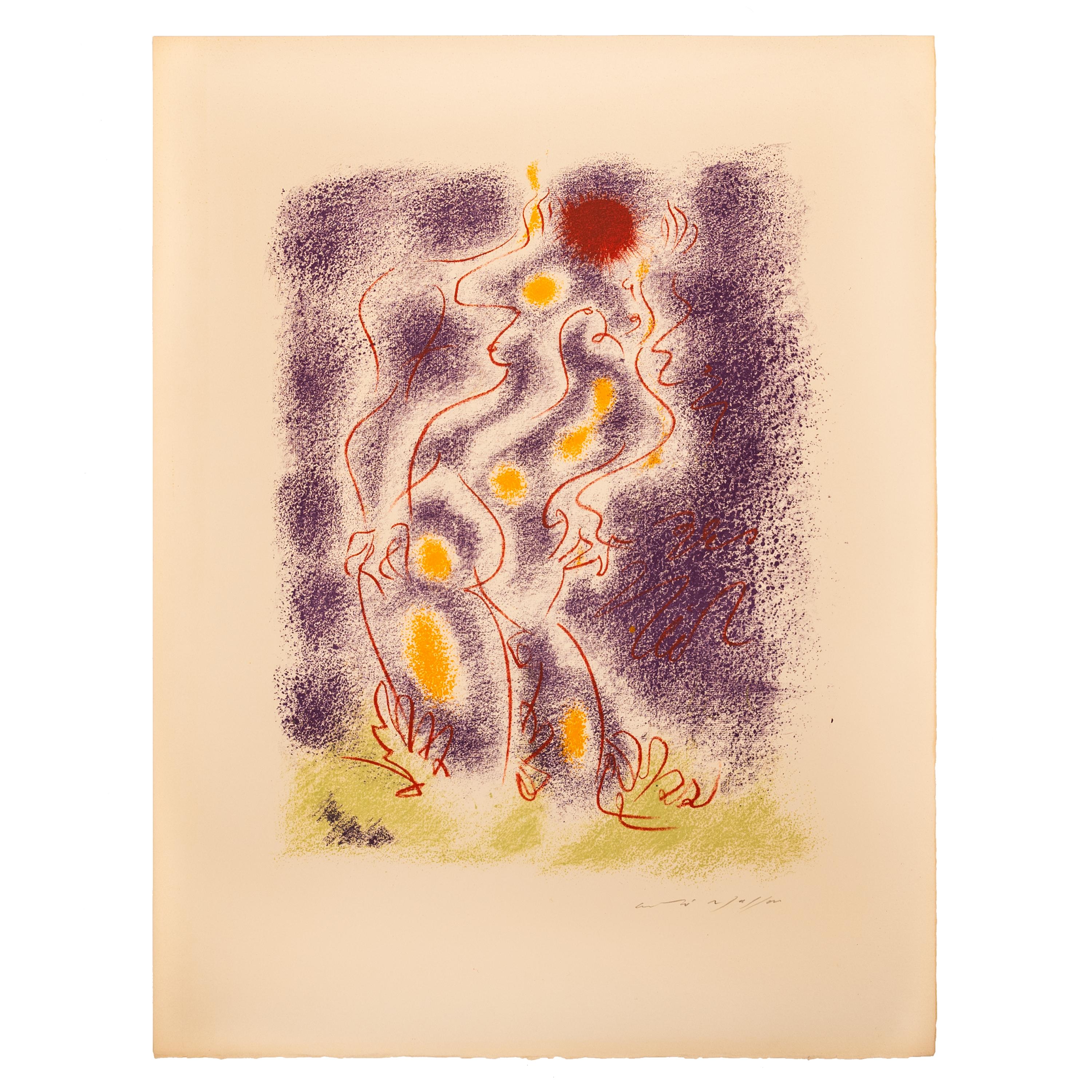 André Masson Abstract Print - Original French Surrealist MCM Modernist Signed Abstract Lithograph Andre Masson