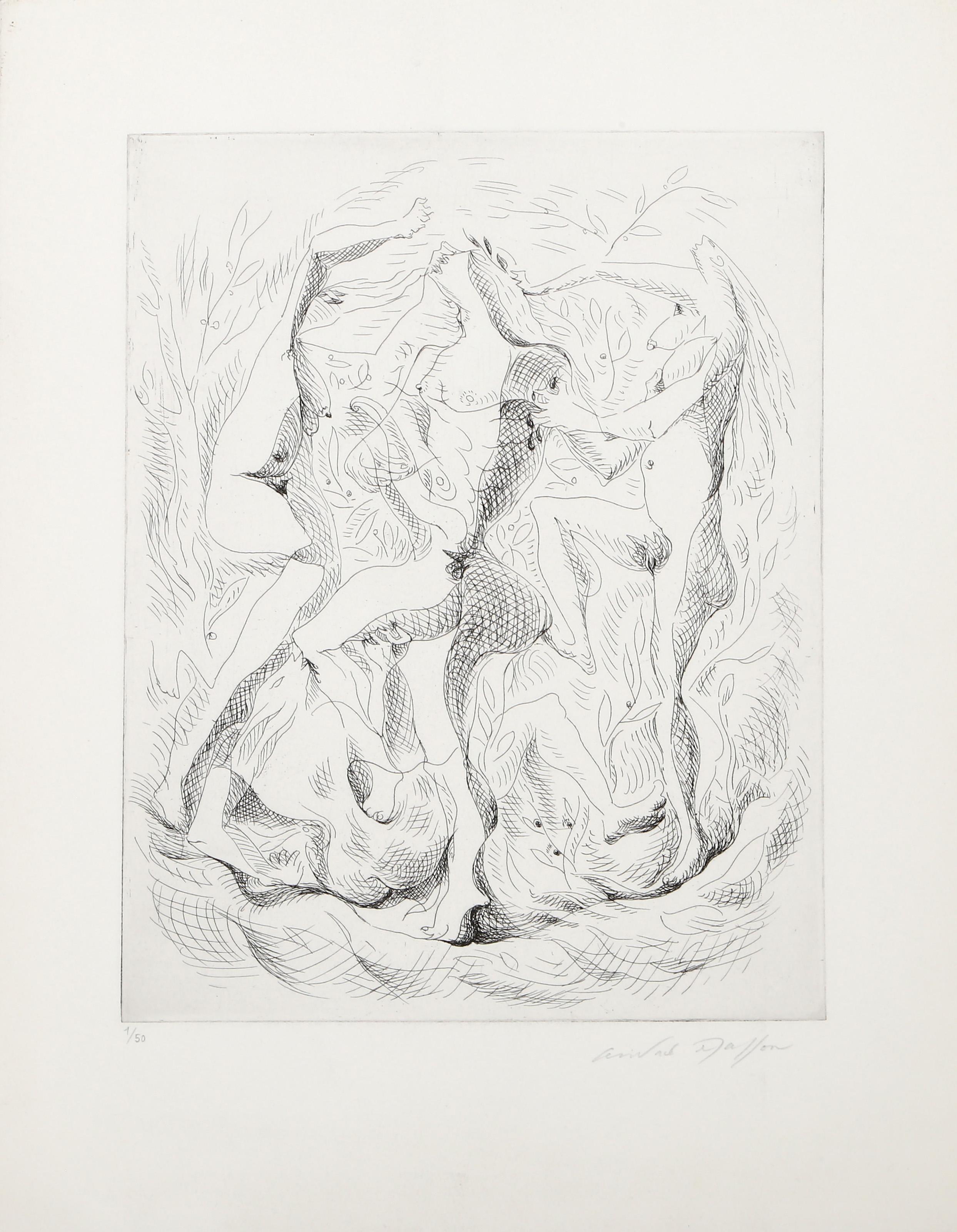 Orphée (signiert), Surrealistische Radierung von André Masson im Angebot 1