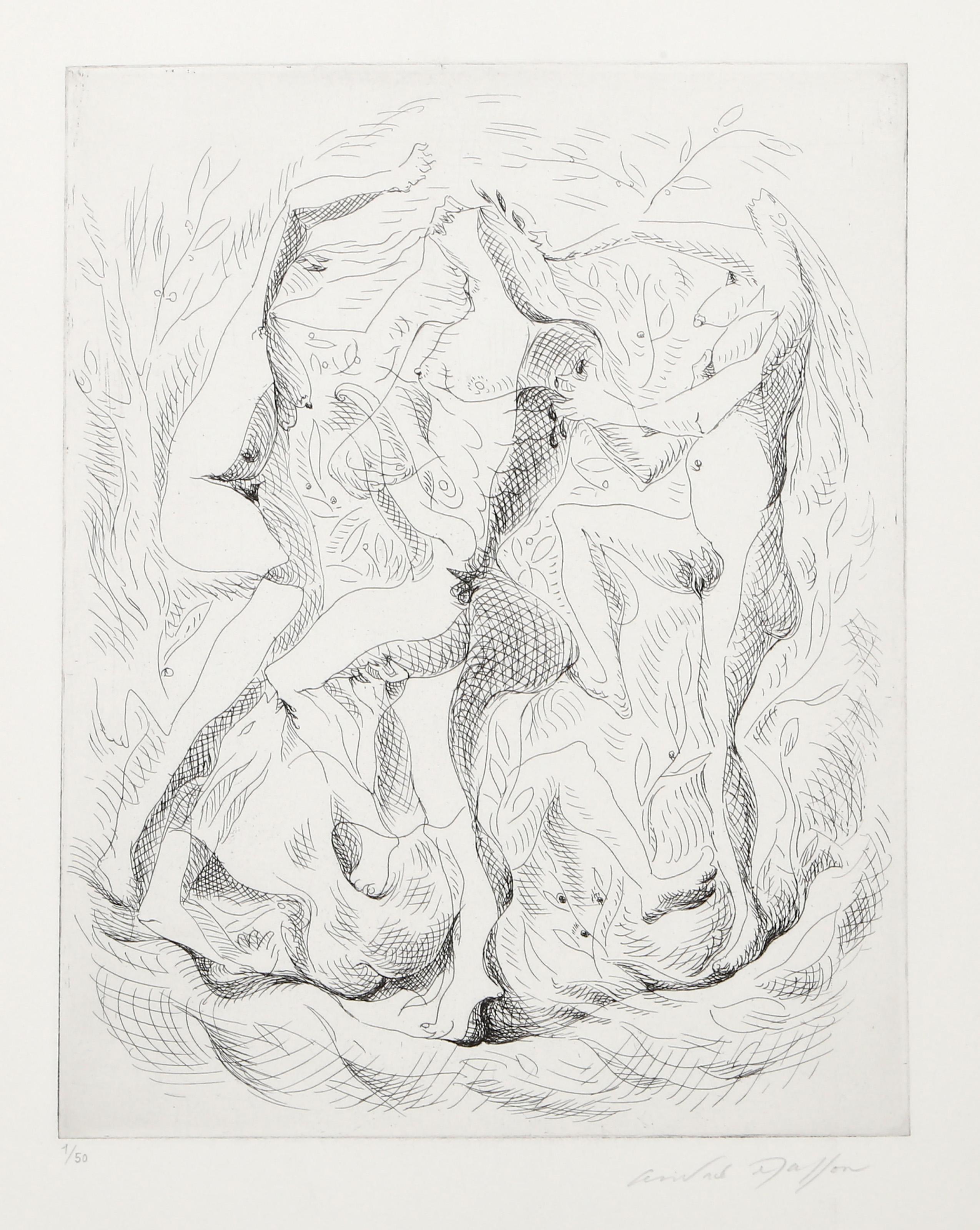 Orphée (signé), gravure surréaliste d'André Masson