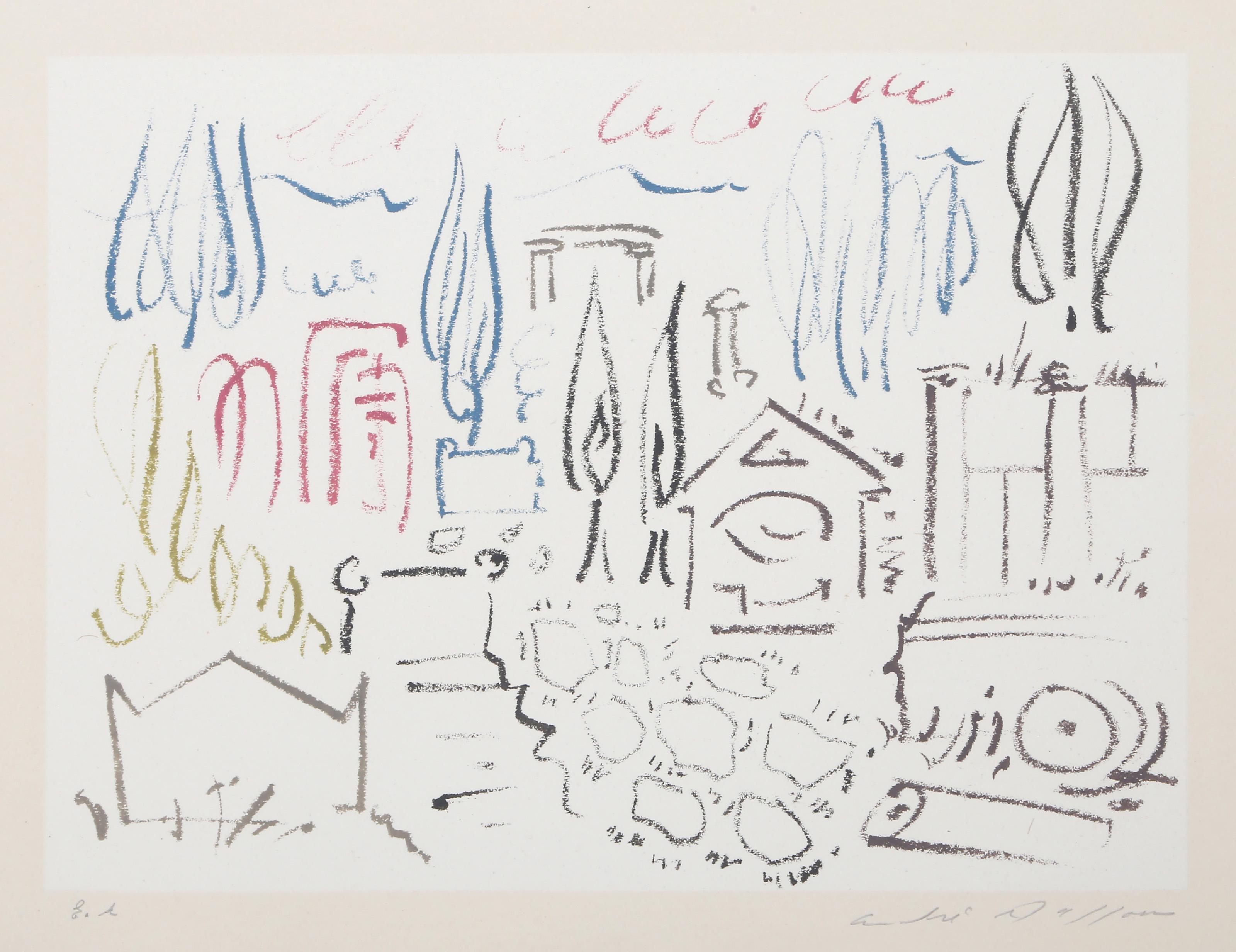 André Masson, Franzose (1896 -1987) - Pompeji V, Jahr:  1953, Medium:  Lithographie und Chine Colle auf Arches, signiert und nummeriert mit Bleistift, Auflage:  Epreuve d'Artiste, Bildgröße:  9 x 12,5 Zoll, Größe:  12.5 x 17.75 in. (31.75 x 45.09