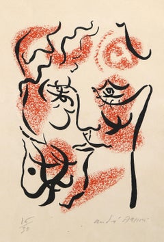 Portrait d'Emily Bronte, Surrealist Lithograph by Andre Masson