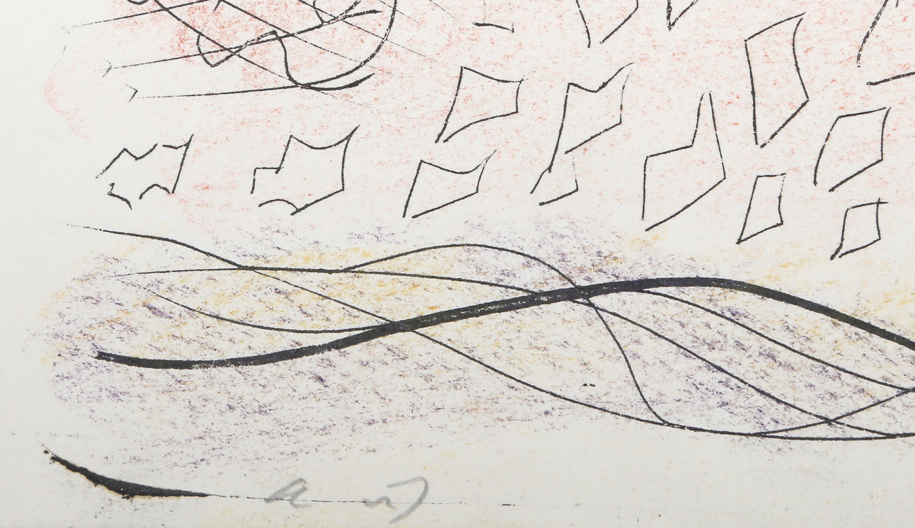 Pour les Erophages, Surrealistische handkolorierte Radierung von André Masson im Angebot 2
