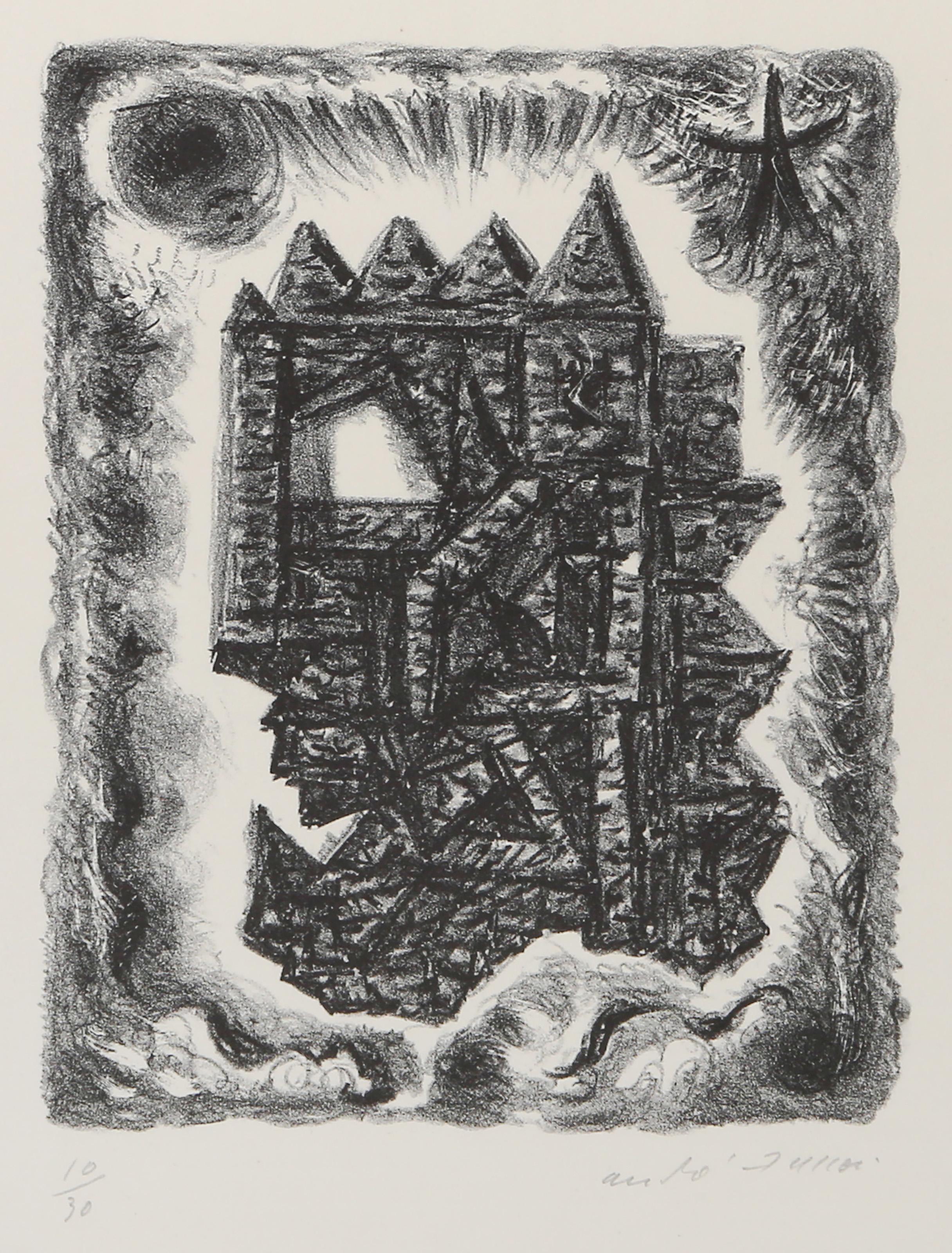 André Masson, French (1896 -1987) - Ruine, Year:  1945, Medium:  Lithograph, signed and numbered in pencil, Edition:  10/30, Image Size:  8 x 6.25 inches, Size:  14 x 11 in. (35.56 x 27.94 cm), Description:  From the collection of the late Larry