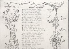 Poema de Ruthven Todd, aguafuerte surrealista con aguatinta y texto de André Masson