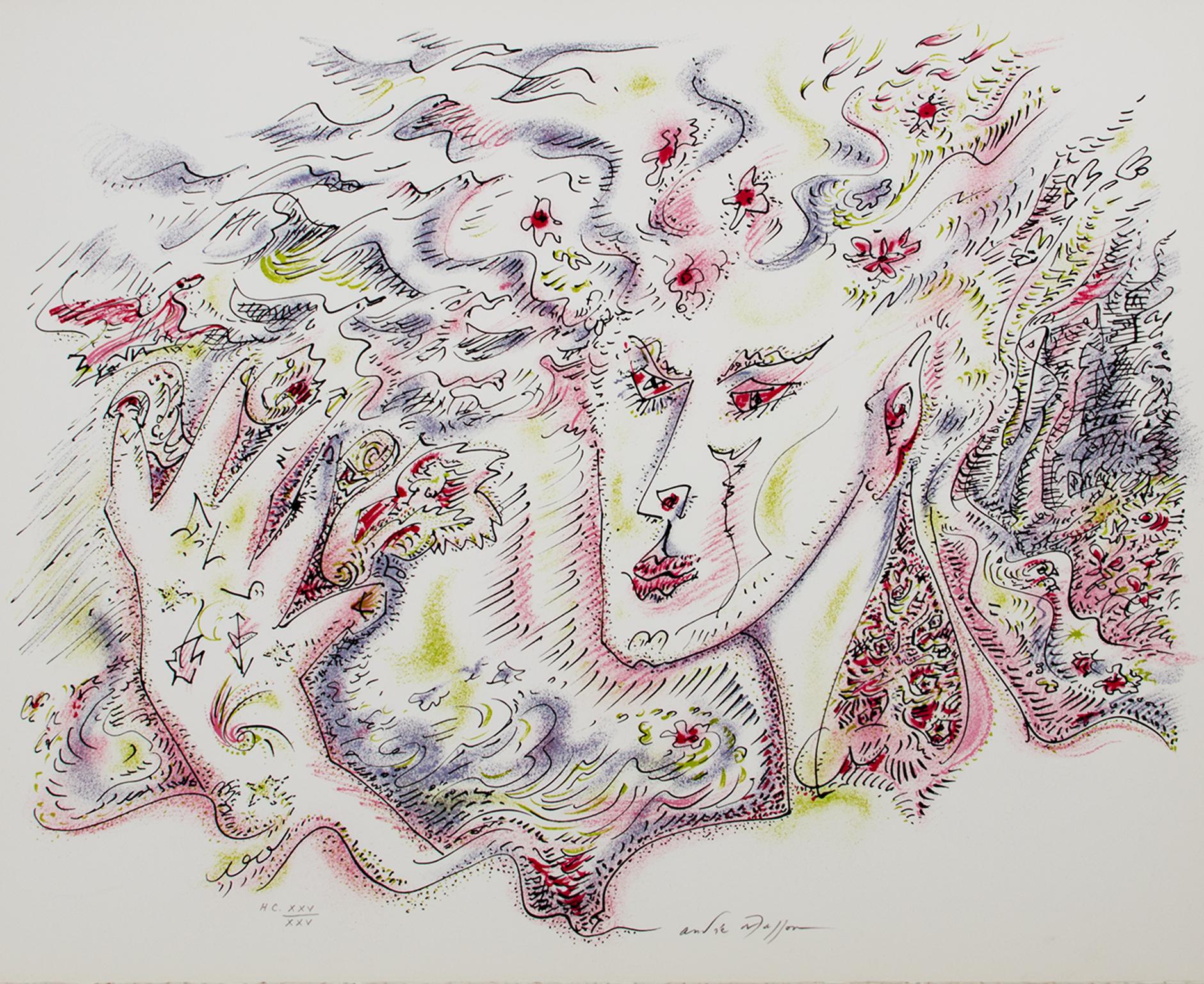 André Masson Figurative Print – "Satan" aus dem Portfolio "Je Reve", Surrealistische Lithographie signiert von Andre Masson