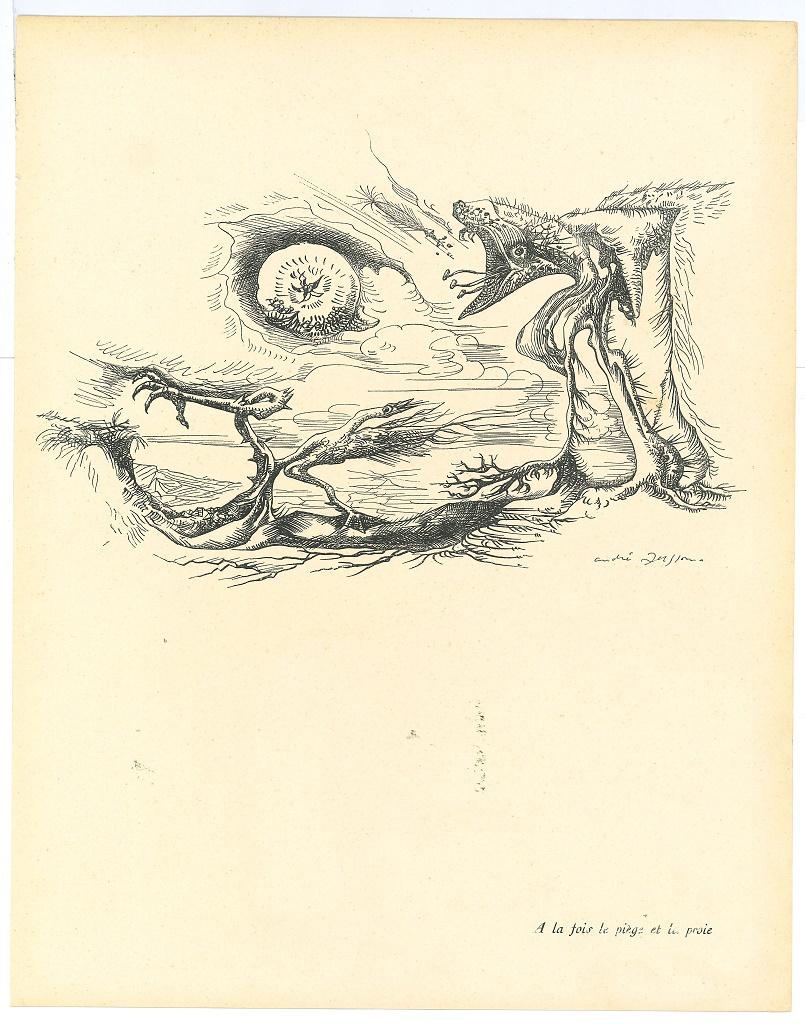 Surrealist Composition 7 - Original Collotype after A. Masson - Mid-20th Century