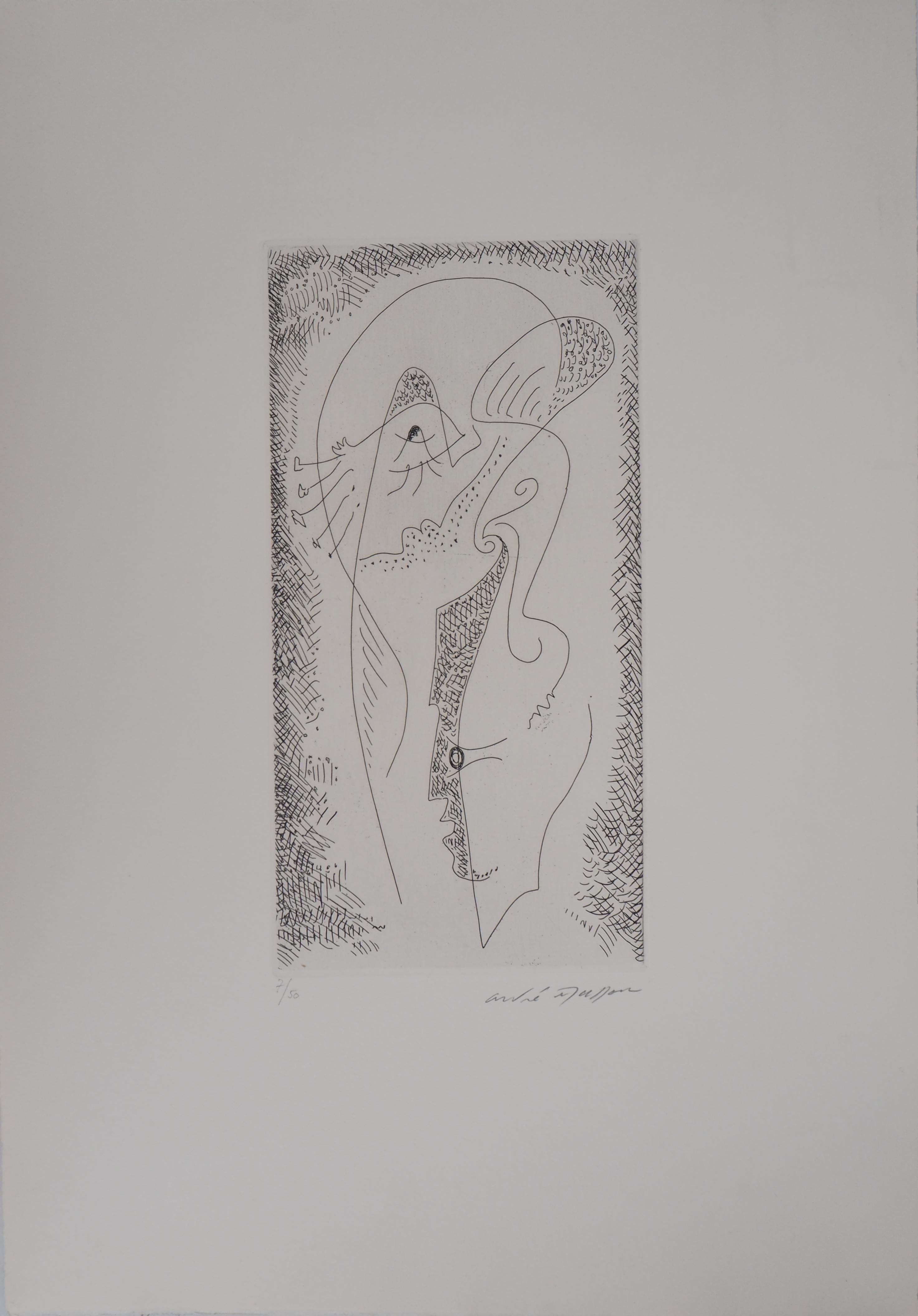 The Surrealist Dream - Original handsigned etching - Ltd /50 - Modern Print by André Masson