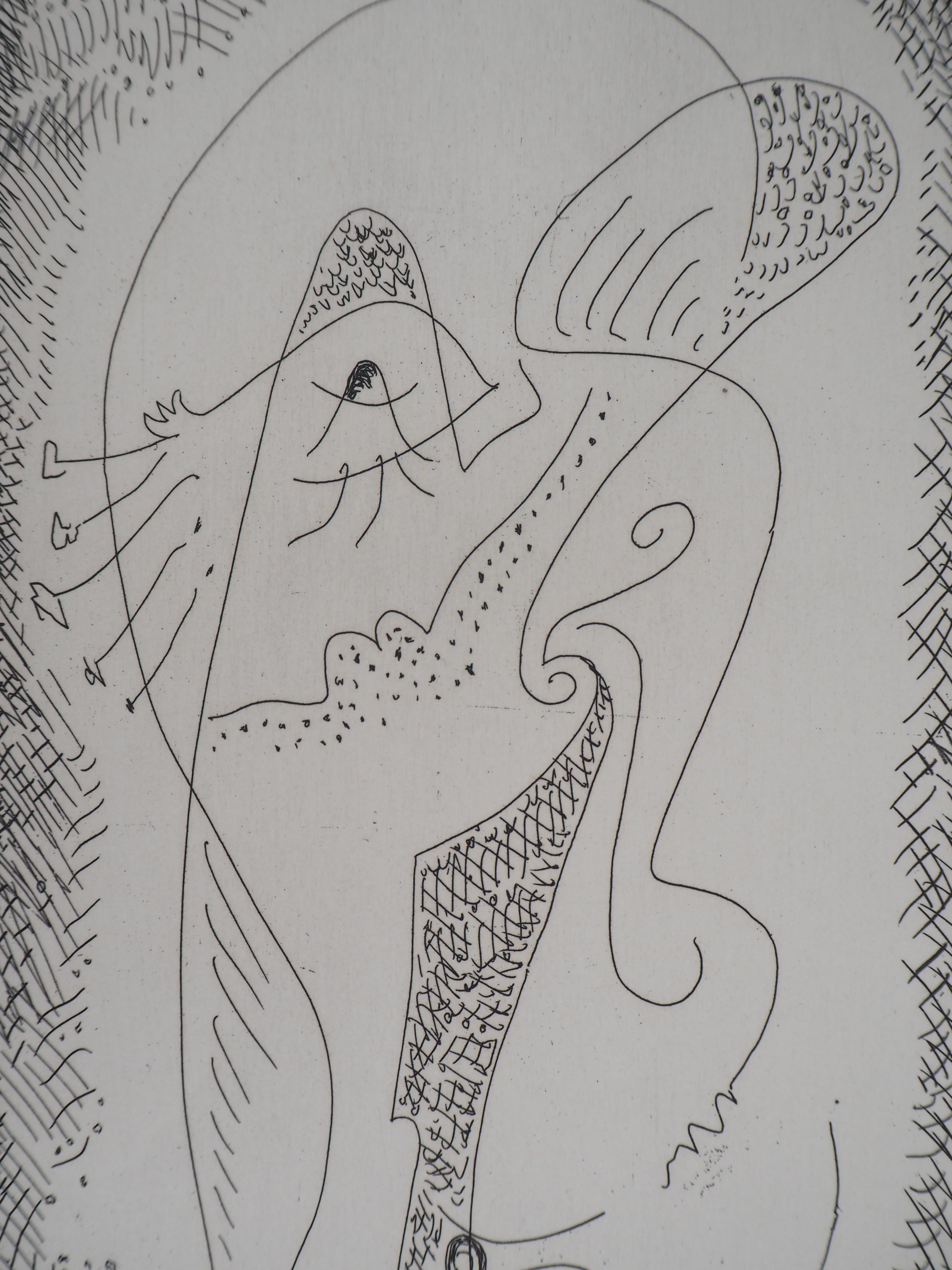 The Surrealist Dream - Original handsigned etching - Ltd /50 - Gray Figurative Print by André Masson