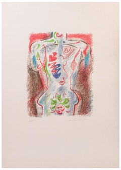 Lithographie « Torse tatoué », style surréaliste, signée, tirage de 75 exemplaires, 1947