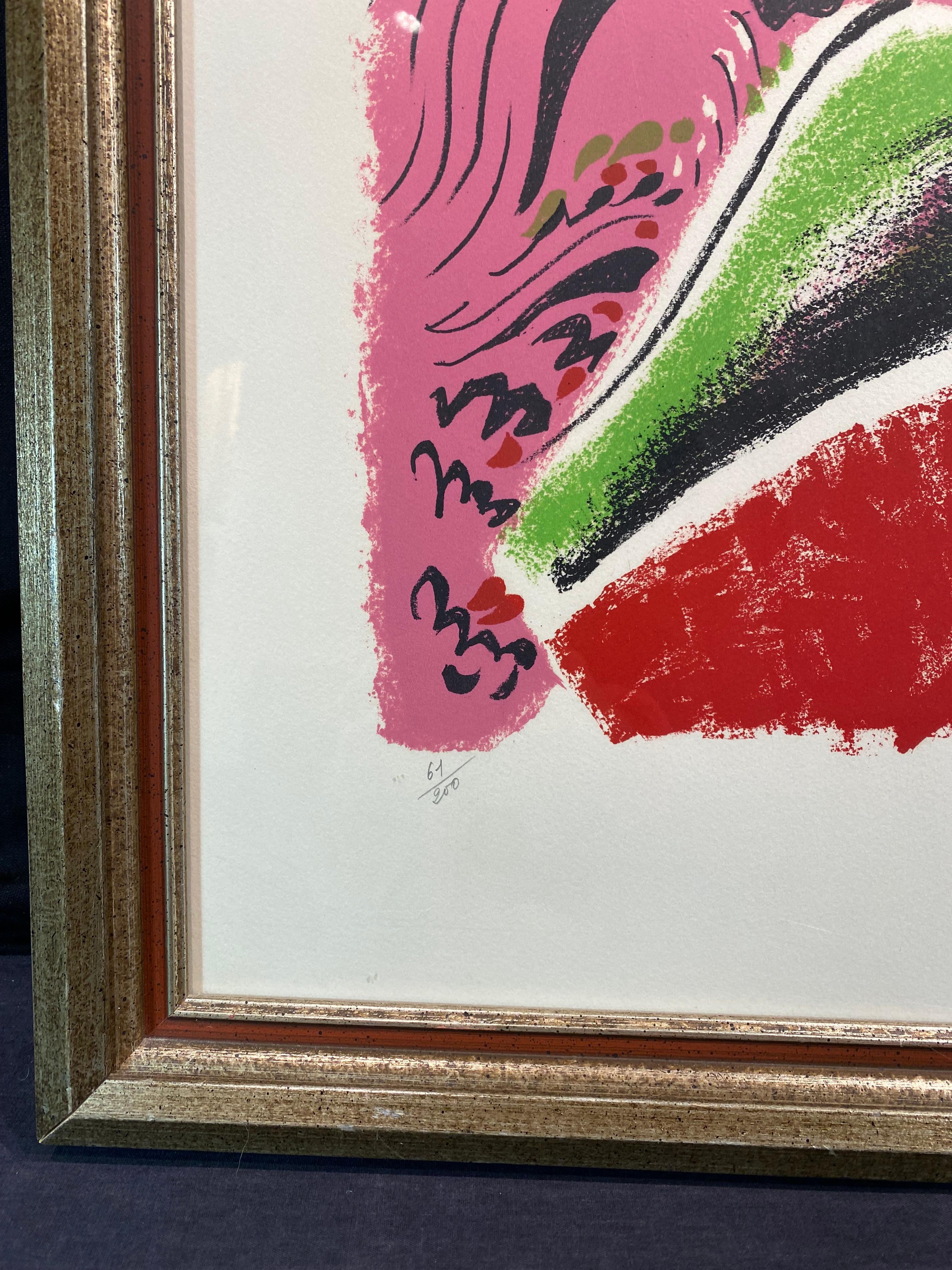 Profil Rose (Pink), Abstract Print, von André Masson