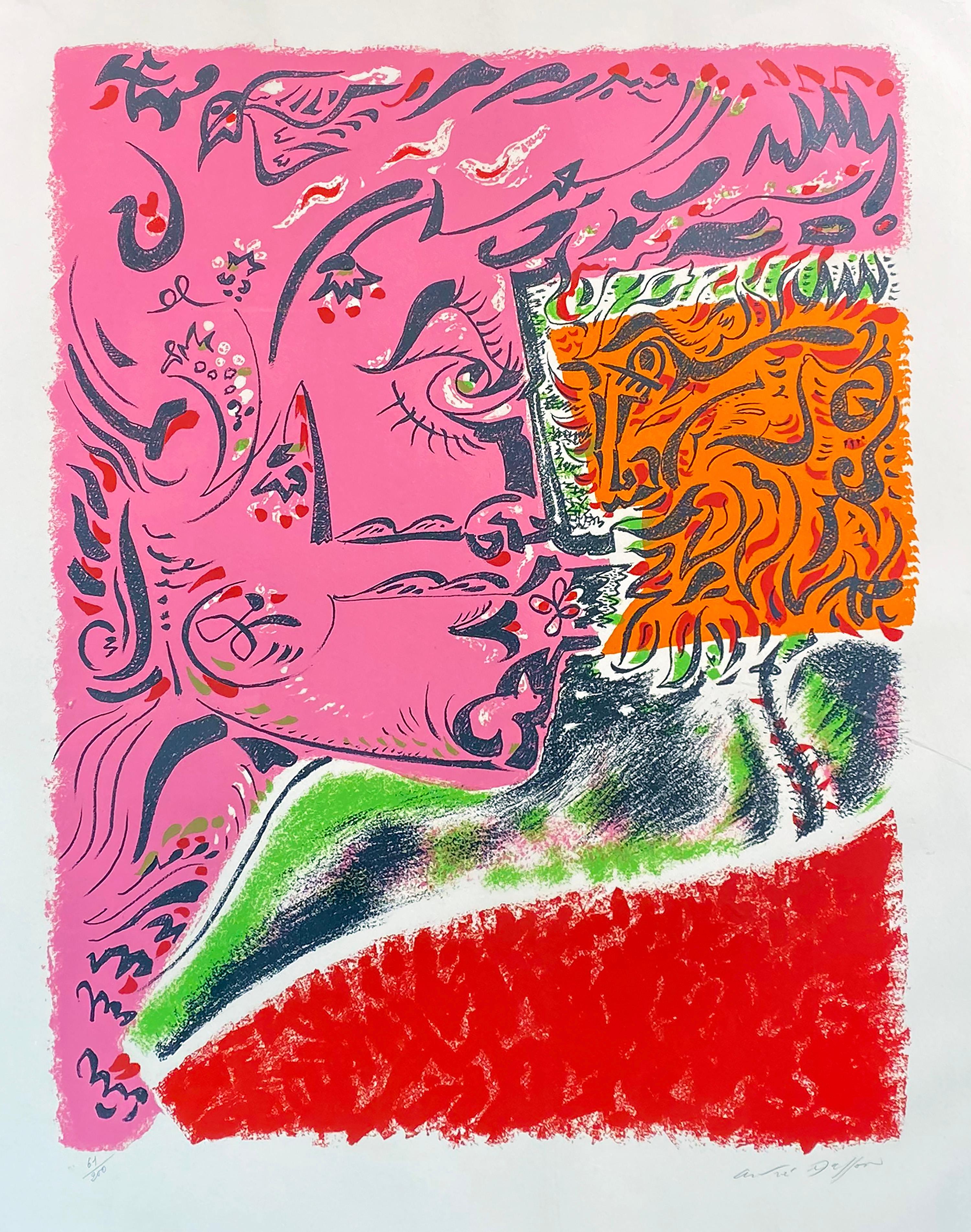 André Masson Abstract Print – Profil Rose