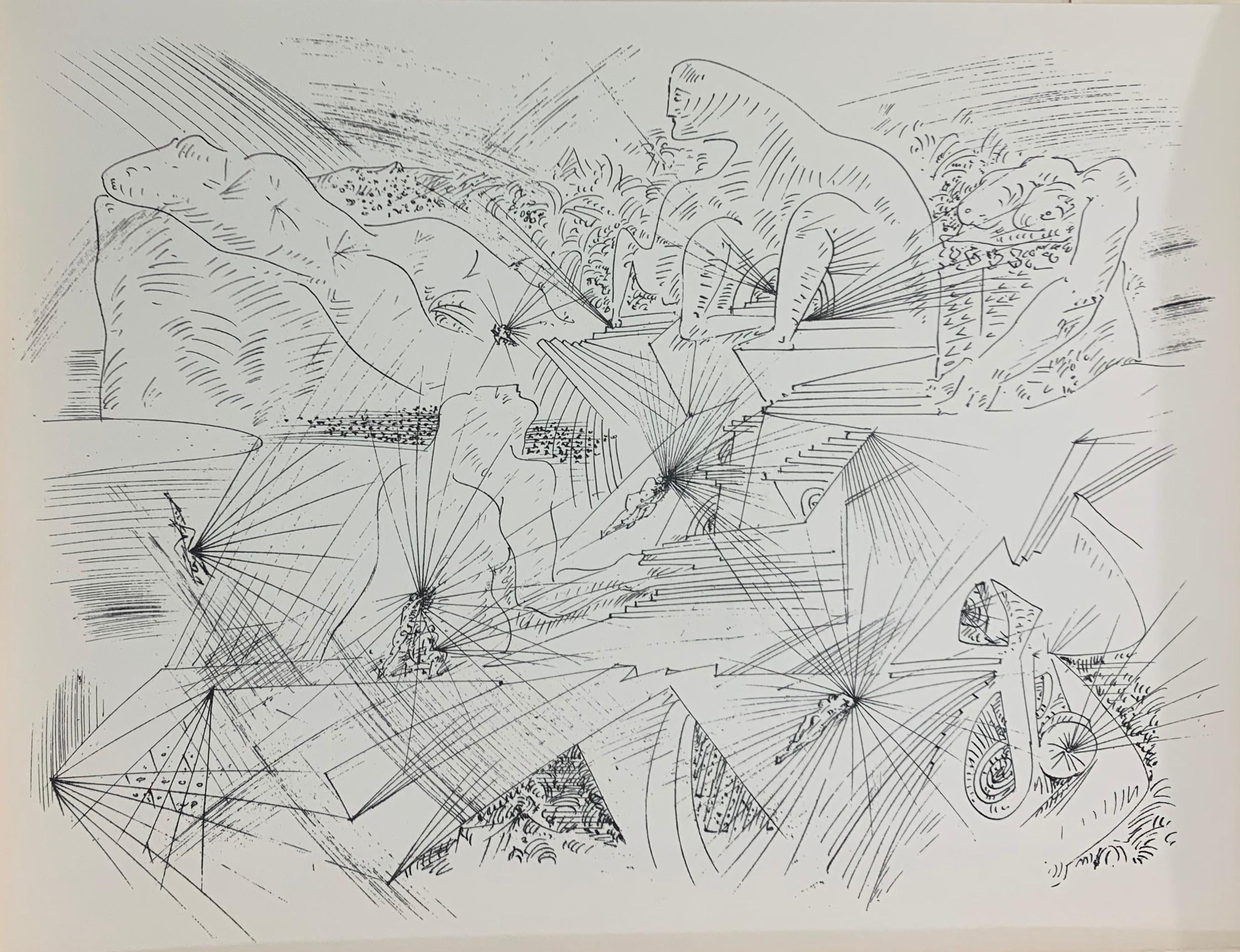Vingt deux dessins sur le thème du désir - Gray Abstract Print by André Masson