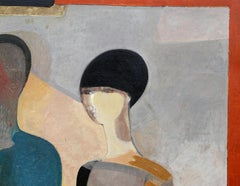 Two Women in Interior, Modern Cubist Painting by Andre Minaux