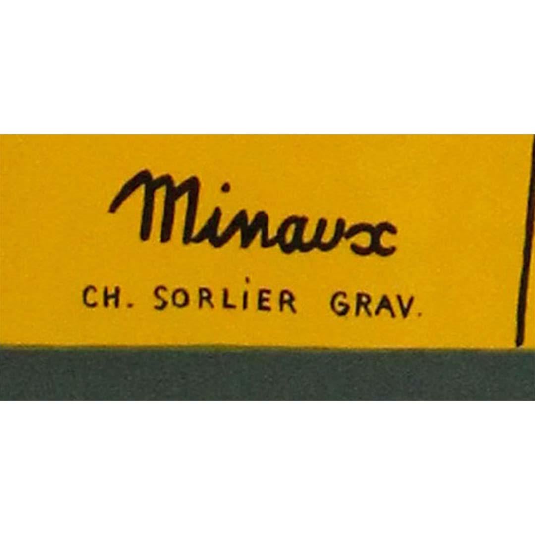 Circa 1970 original lithograph by Minaux- Portrait de femme - Black Print by André Minaux