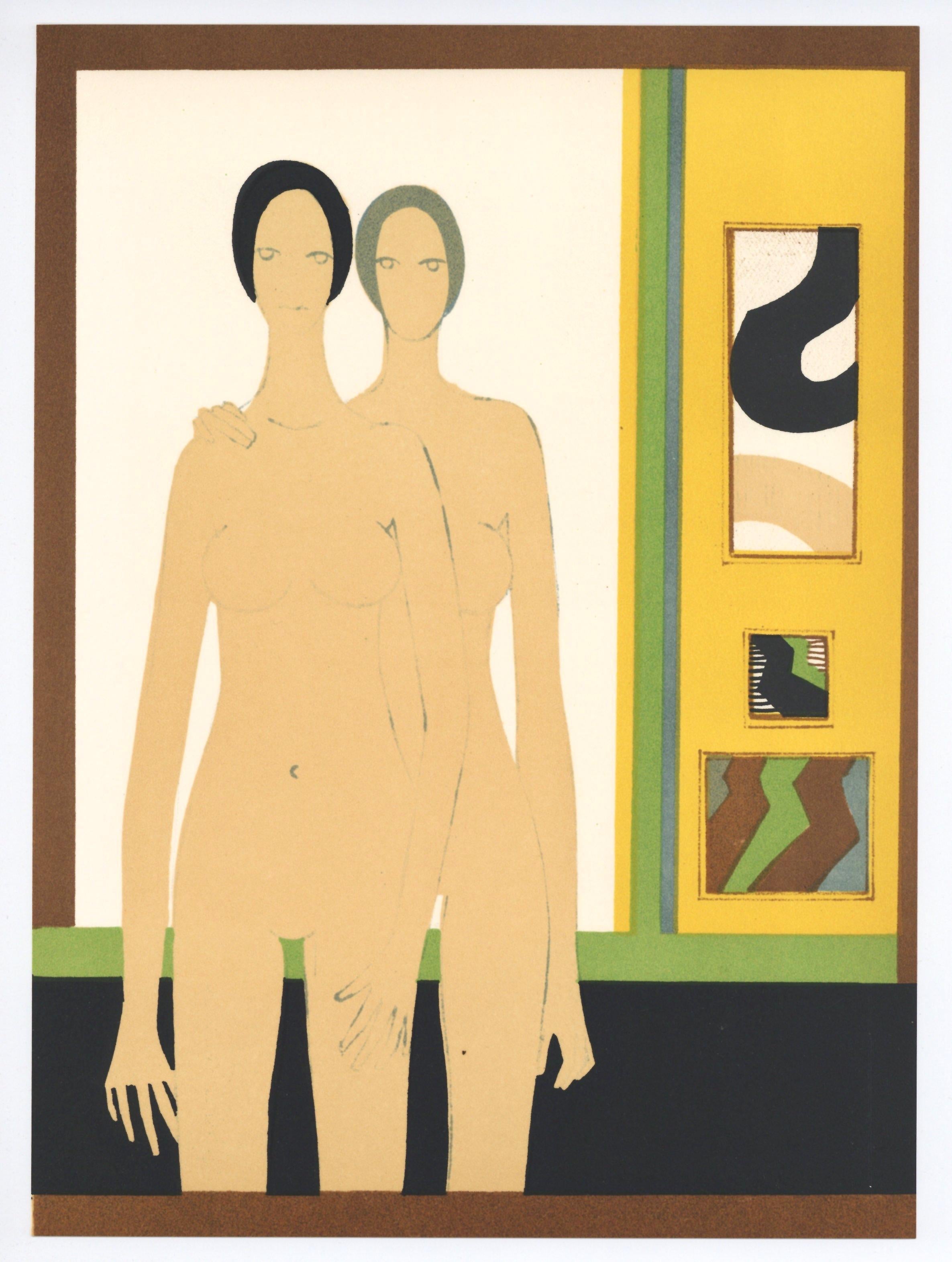 "Double" original lithograph - Print by André Minaux
