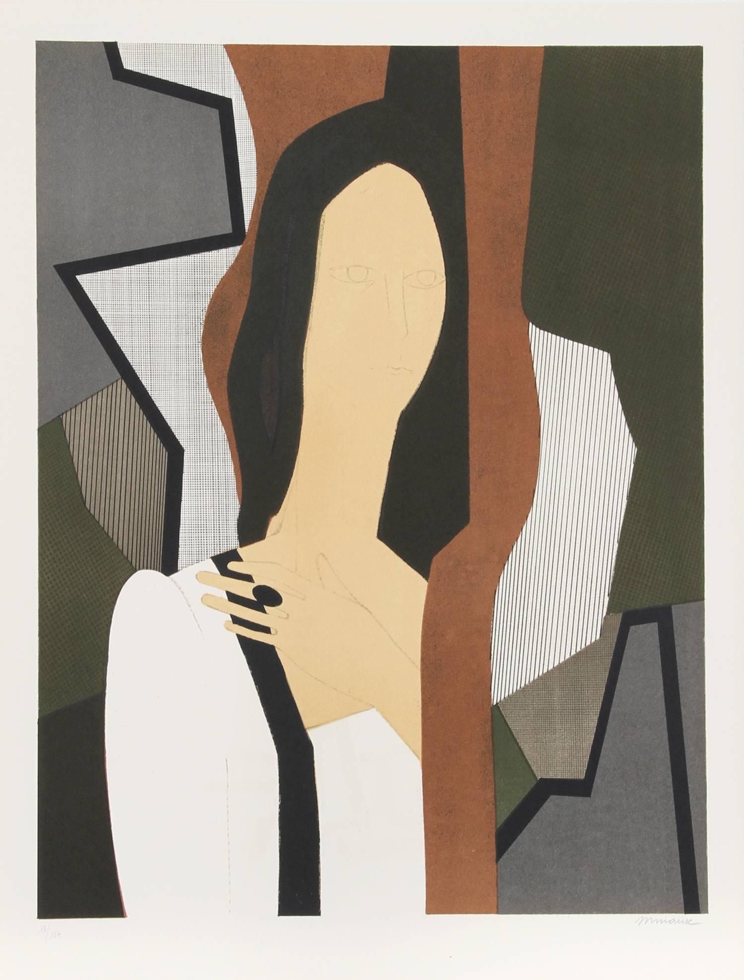 André Minaux Figurative Print - "Haleine from the Helene Portfolio" Lithograph by Andre Minaux