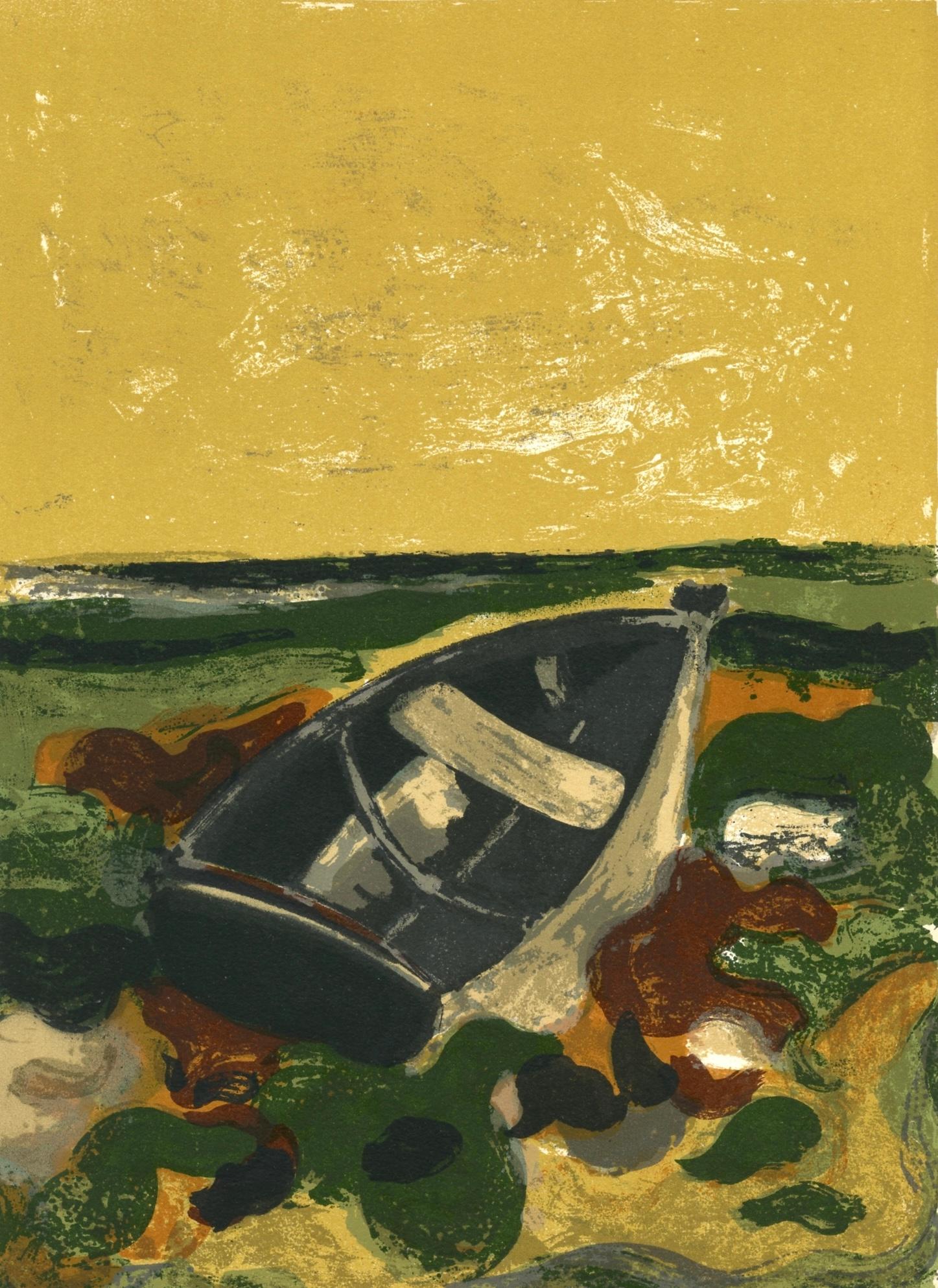 André Minaux Abstract Print - Minaux, La barque échouée, Prints from the Mourlot Press (after)