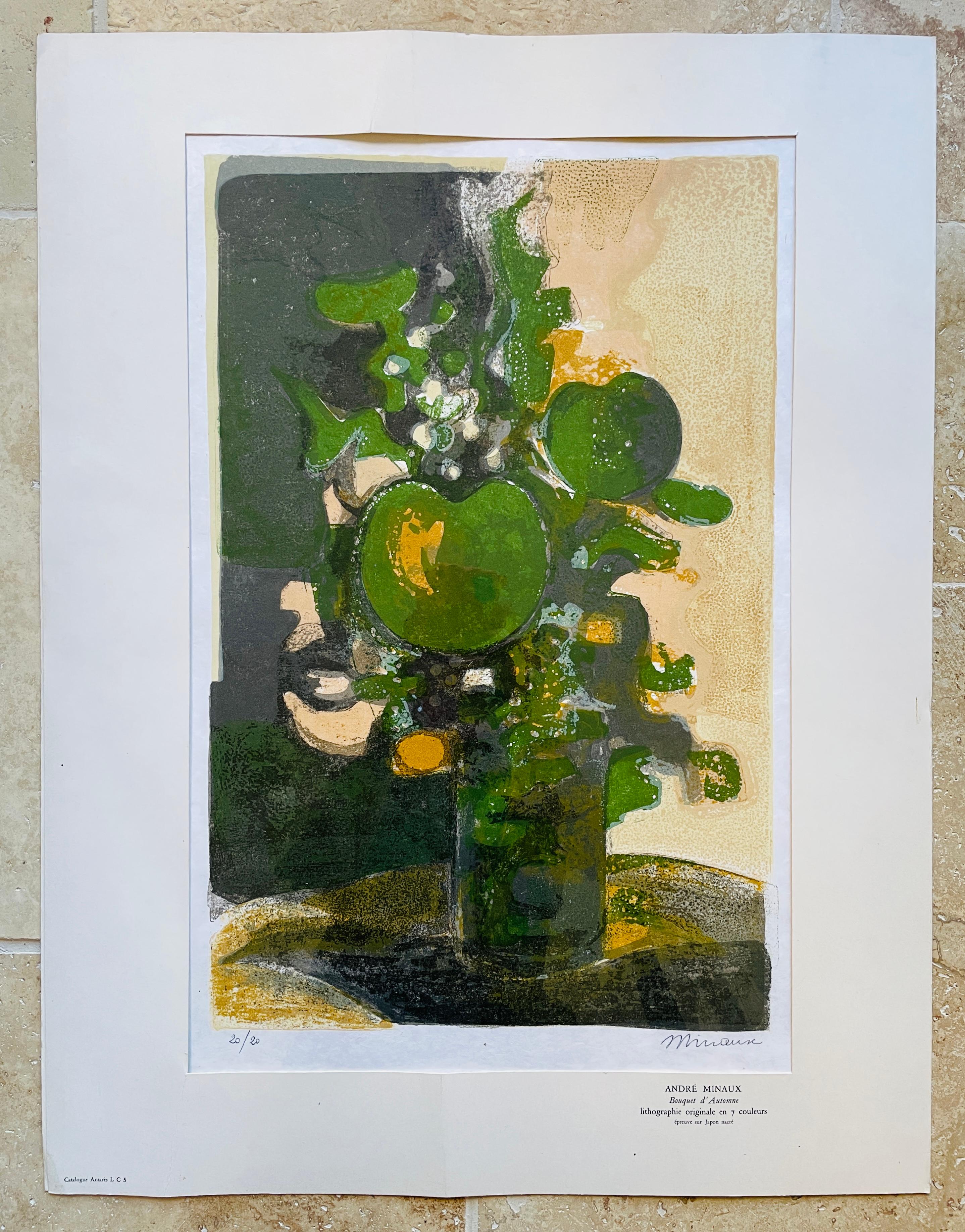 Lithographie de natures mortes post-impressionnistes de l'école de Paris Minaux Matisse  - Post-impressionnisme Print par André Minaux