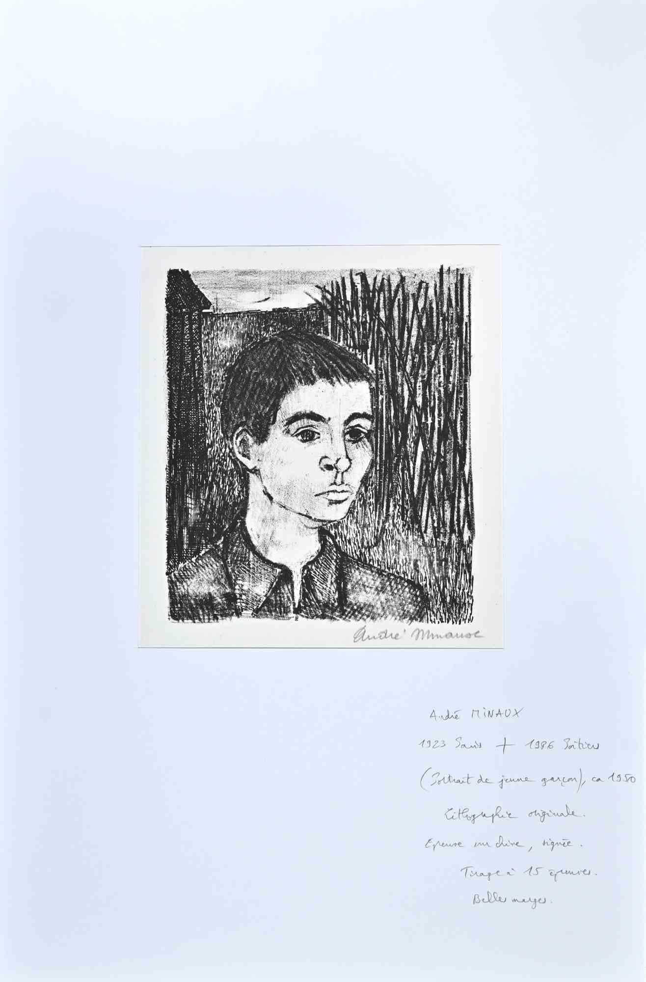 Portrait - Original Lithograph by Andre Minaux - mid-20th Century - Print by André Minaux