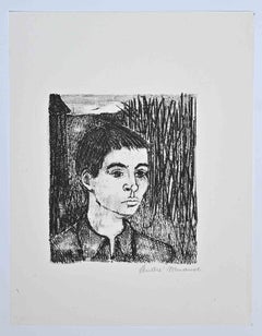 Portrait - Lithographie originale d'André Minaux - milieu du 20e siècle