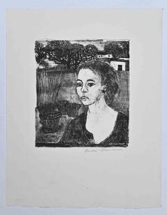 Portrait - Original Lithograph by Andre Minaux - Mid-20th Century