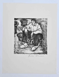 The Boy - Original Lithograph by Andre Minaux - mid-20th Century