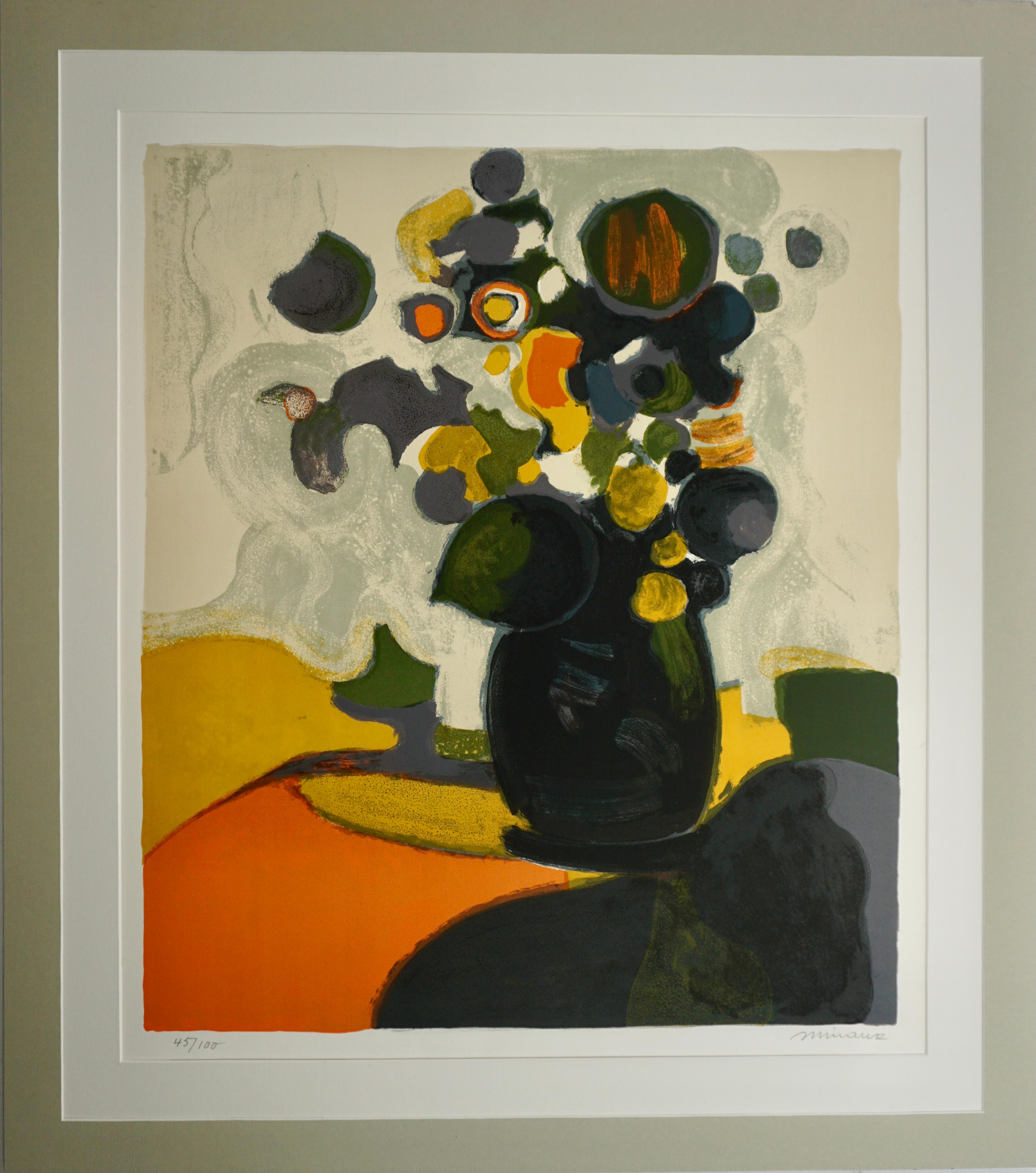 Still Life, Flowers In Vase On Table - Print by André Minaux