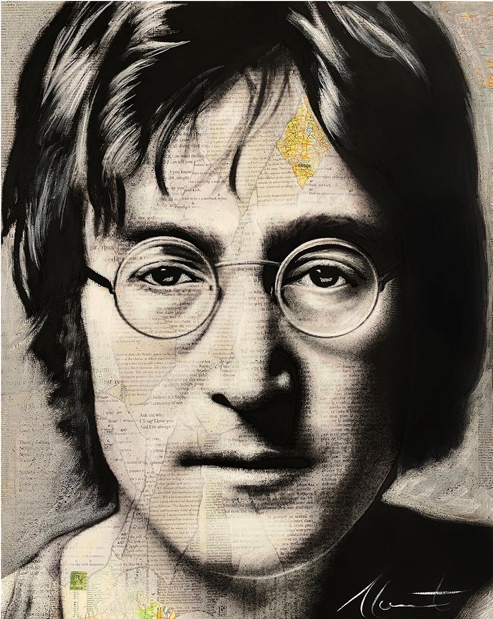 John Lennon (AM415) - Mixed Media Art by André Monet