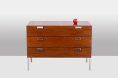 André Monpoix. 3-drawer teak chest of drawers. 1960s.