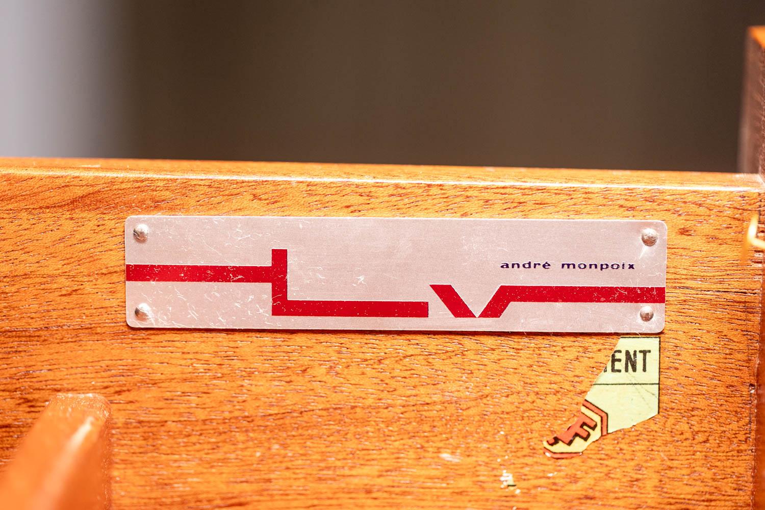 André Monpoix. Chest of drawers in varnished blond cherry. 1960s. For Sale 2