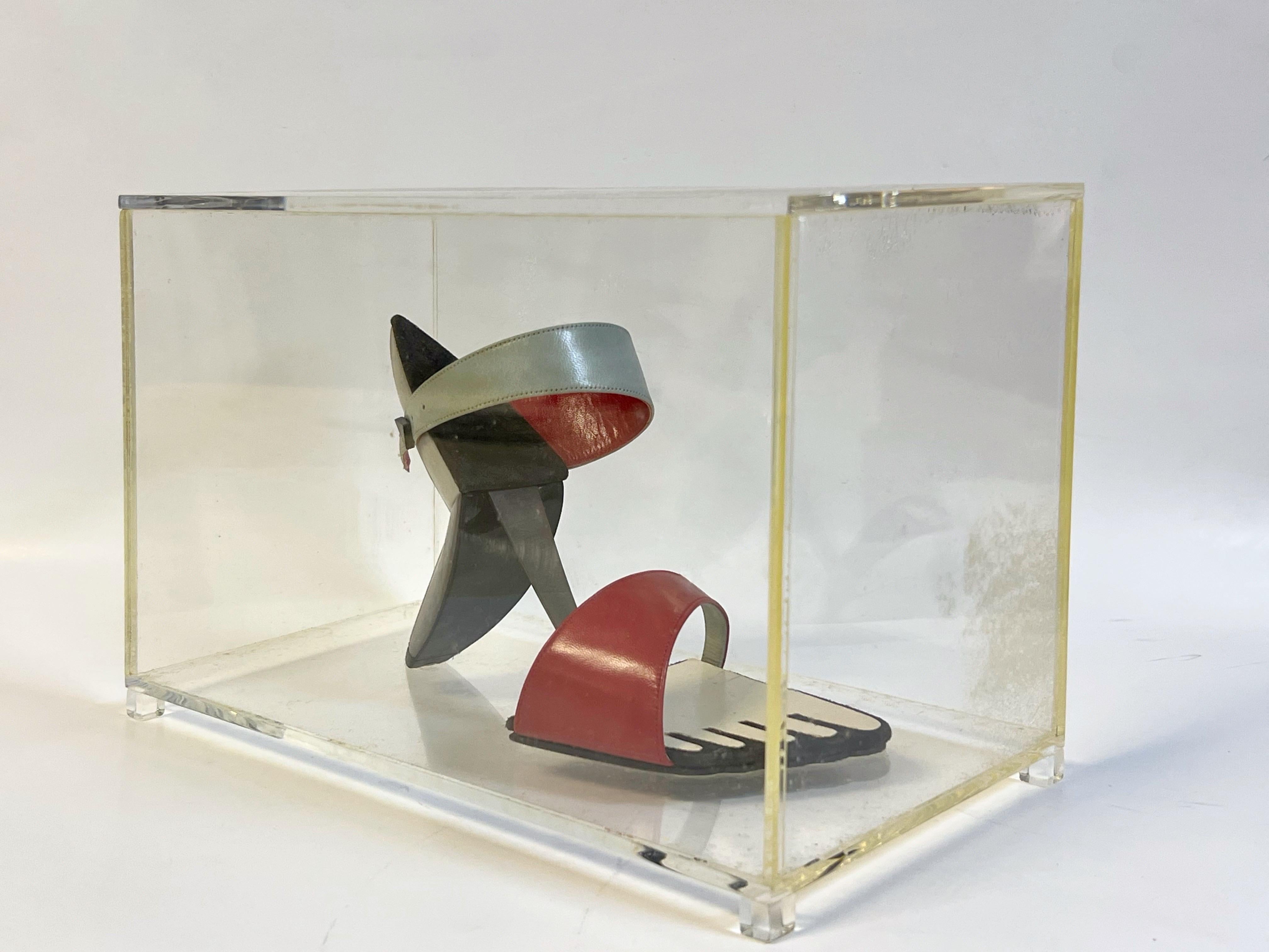 Leather Andre Perugia Charles Jourdan Cubist Picasso Shoe Sandal #28, 1984