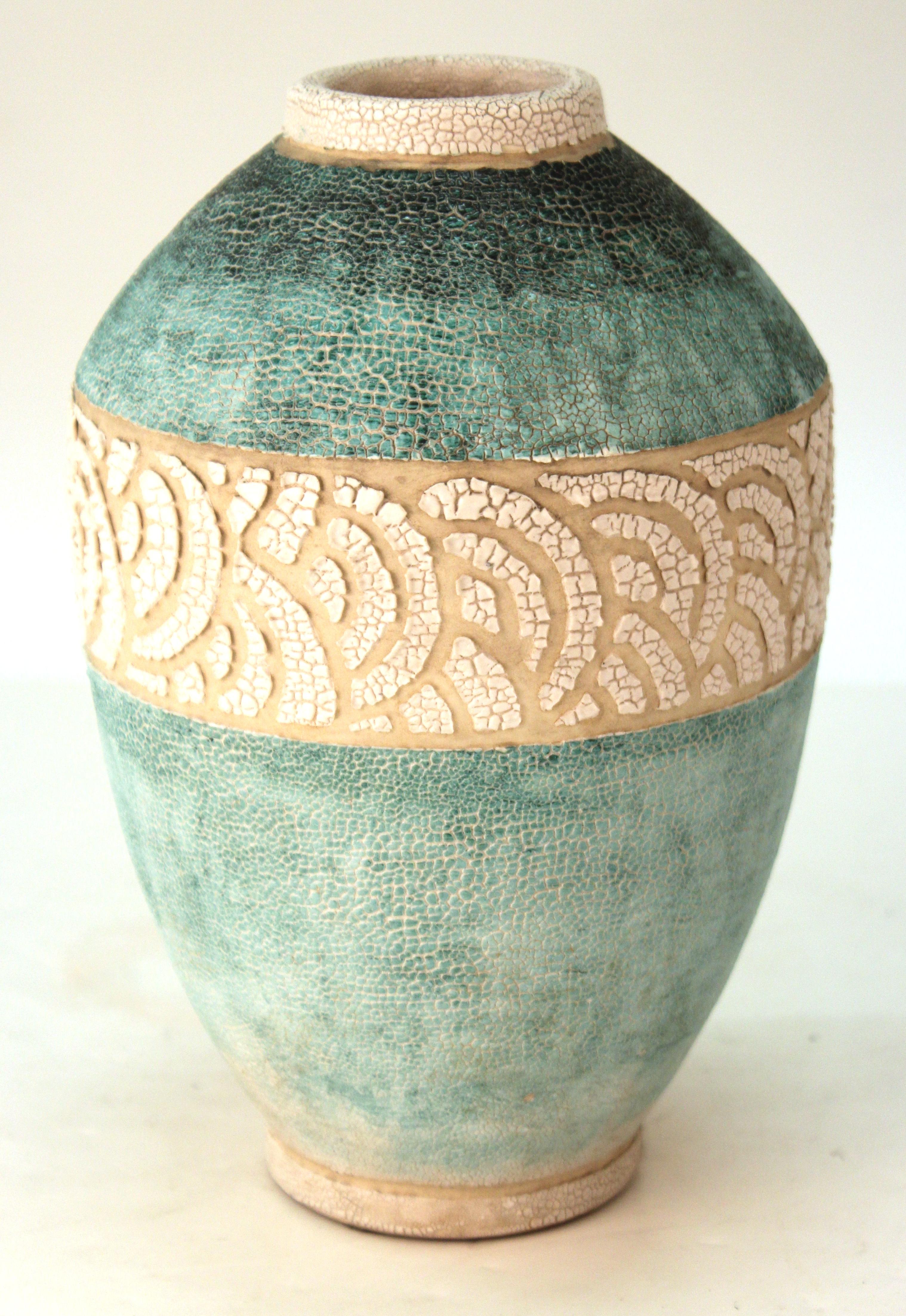 Glazed Andre Petitriy French Art Deco Ceramic Vase