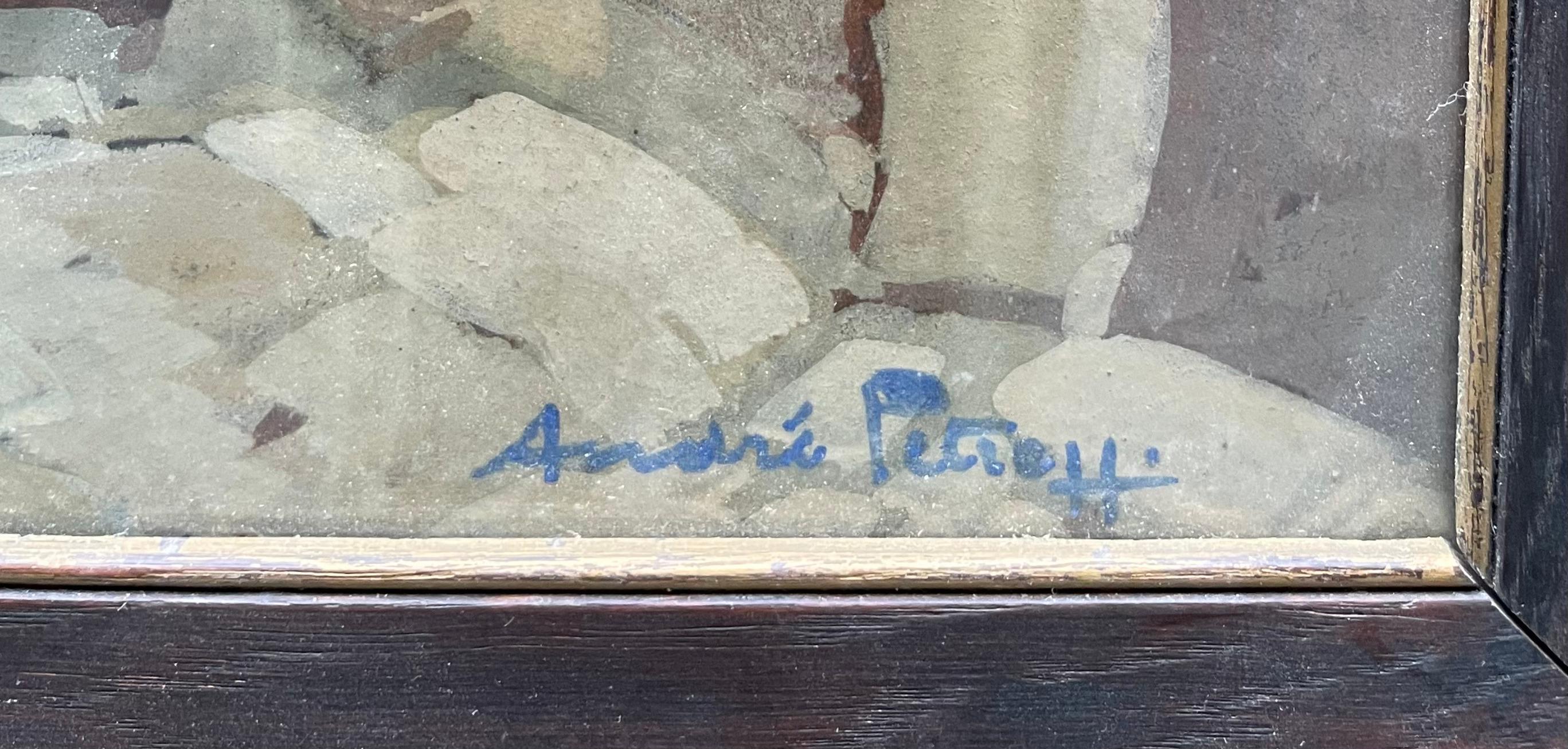 André Petroff, russisch-französischer Maler - Dorf im Hinterland 1920-30er Jahre im Angebot 6