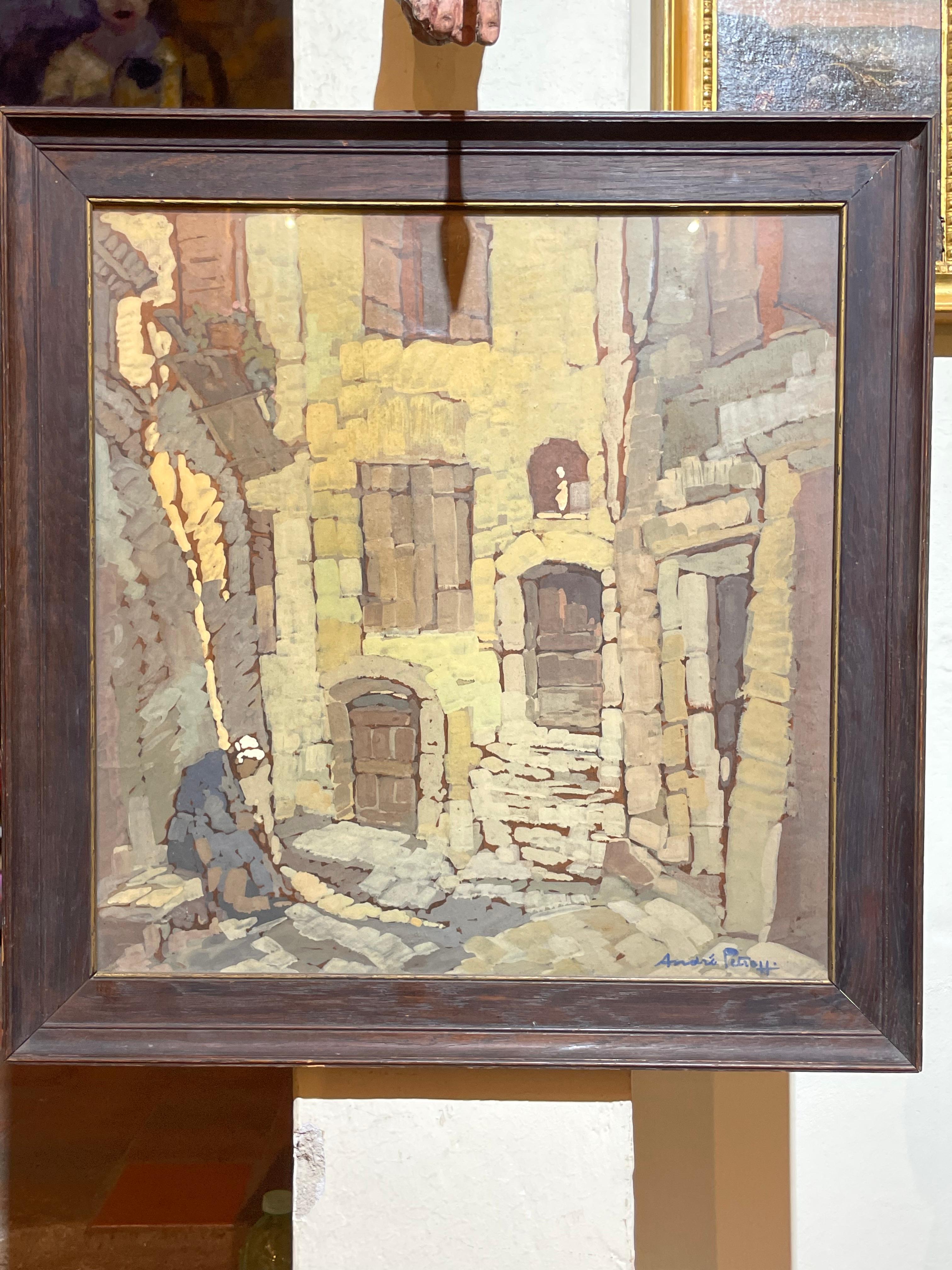 André Petroff, russisch-französischer Maler - Dorf im Hinterland 1920-30er Jahre im Angebot 8