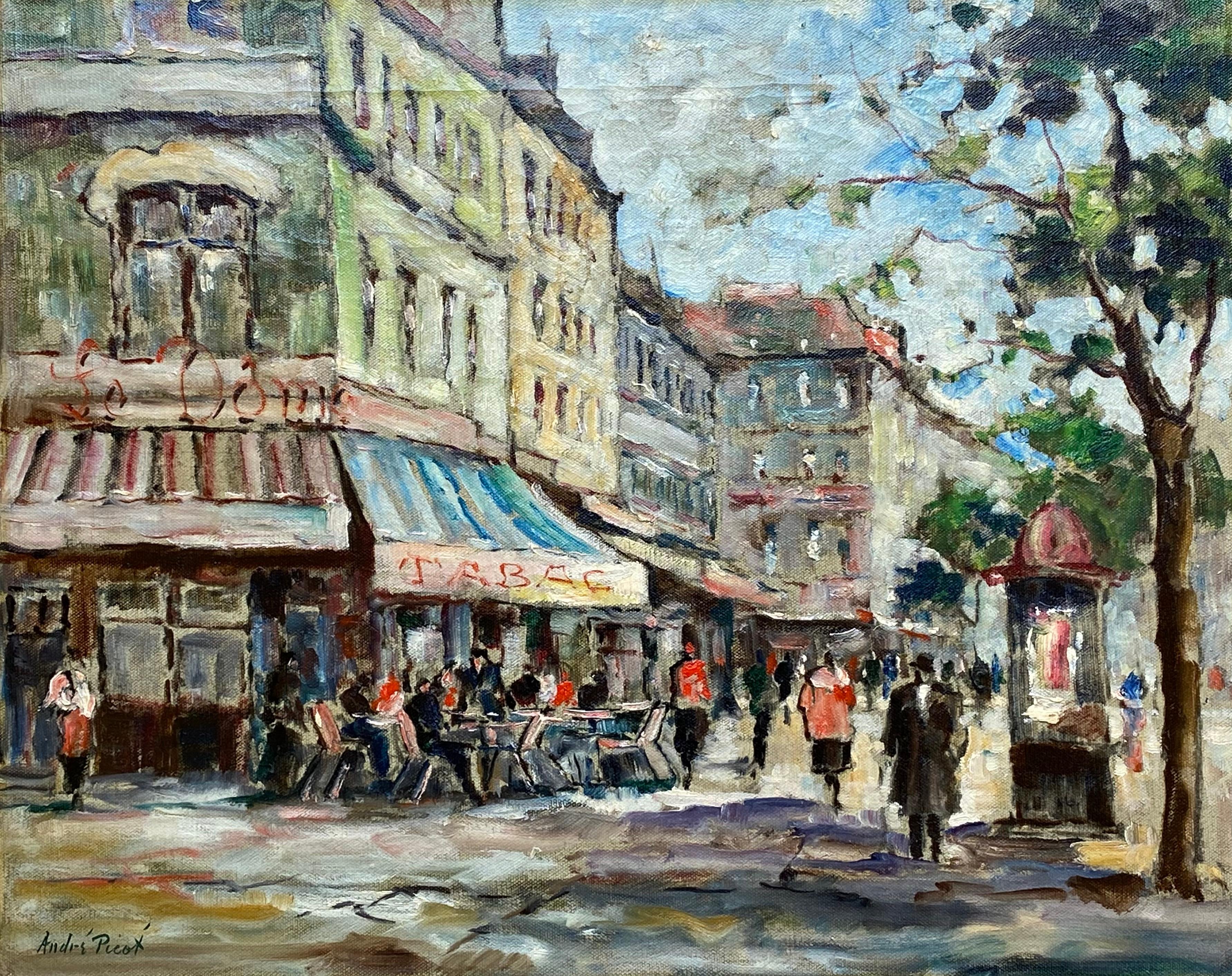 André Picot Figurative Painting - “Cafe Le Dome, Paris”