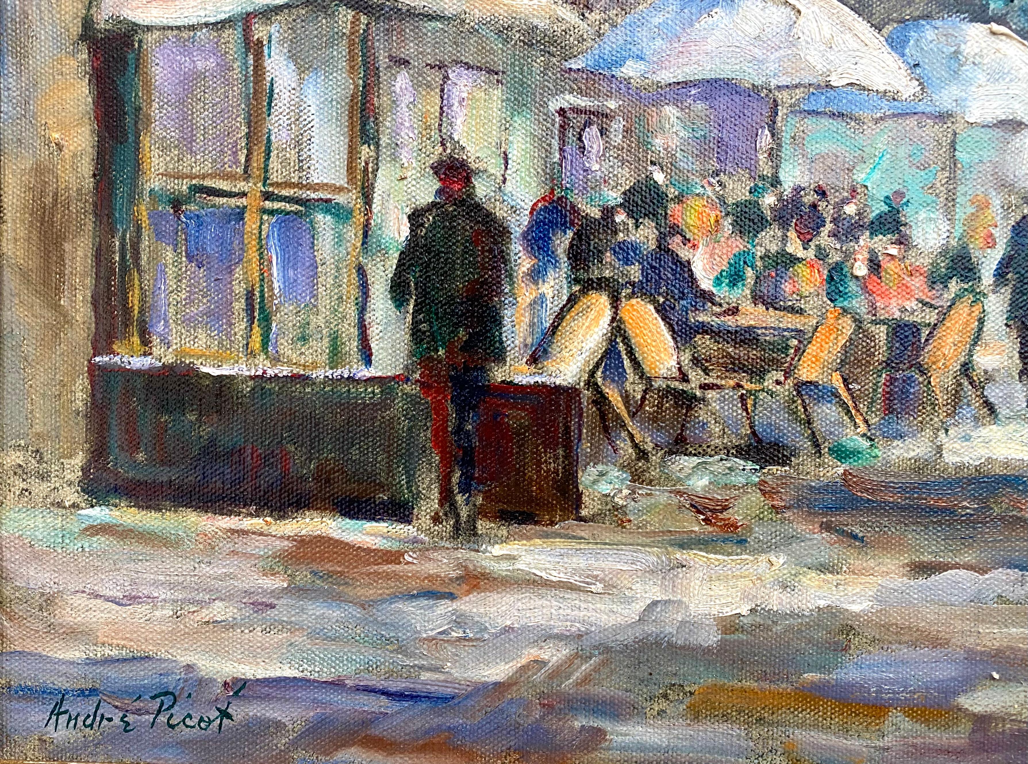 “Cafe Pepinier, Paris - Post-Impressionist Painting by André Picot
