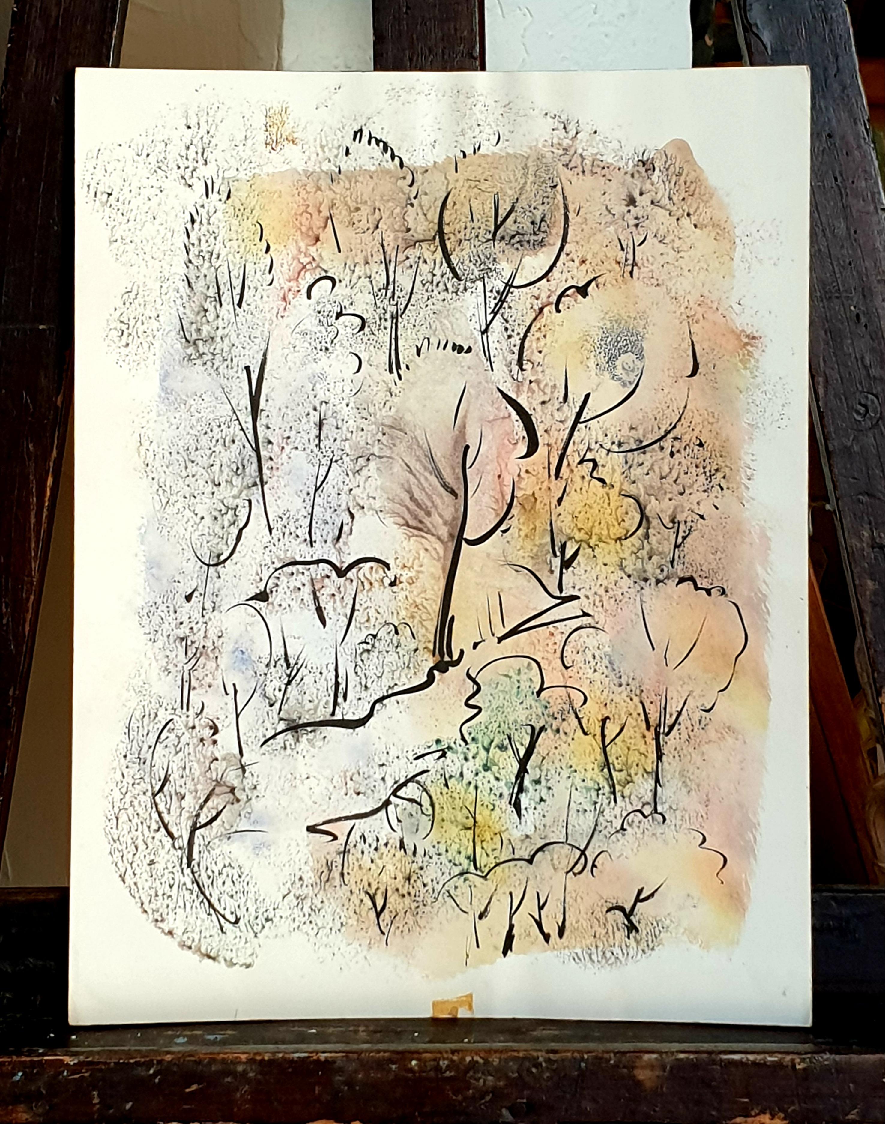 Acuarela fauvista y gouache sobre papel, 