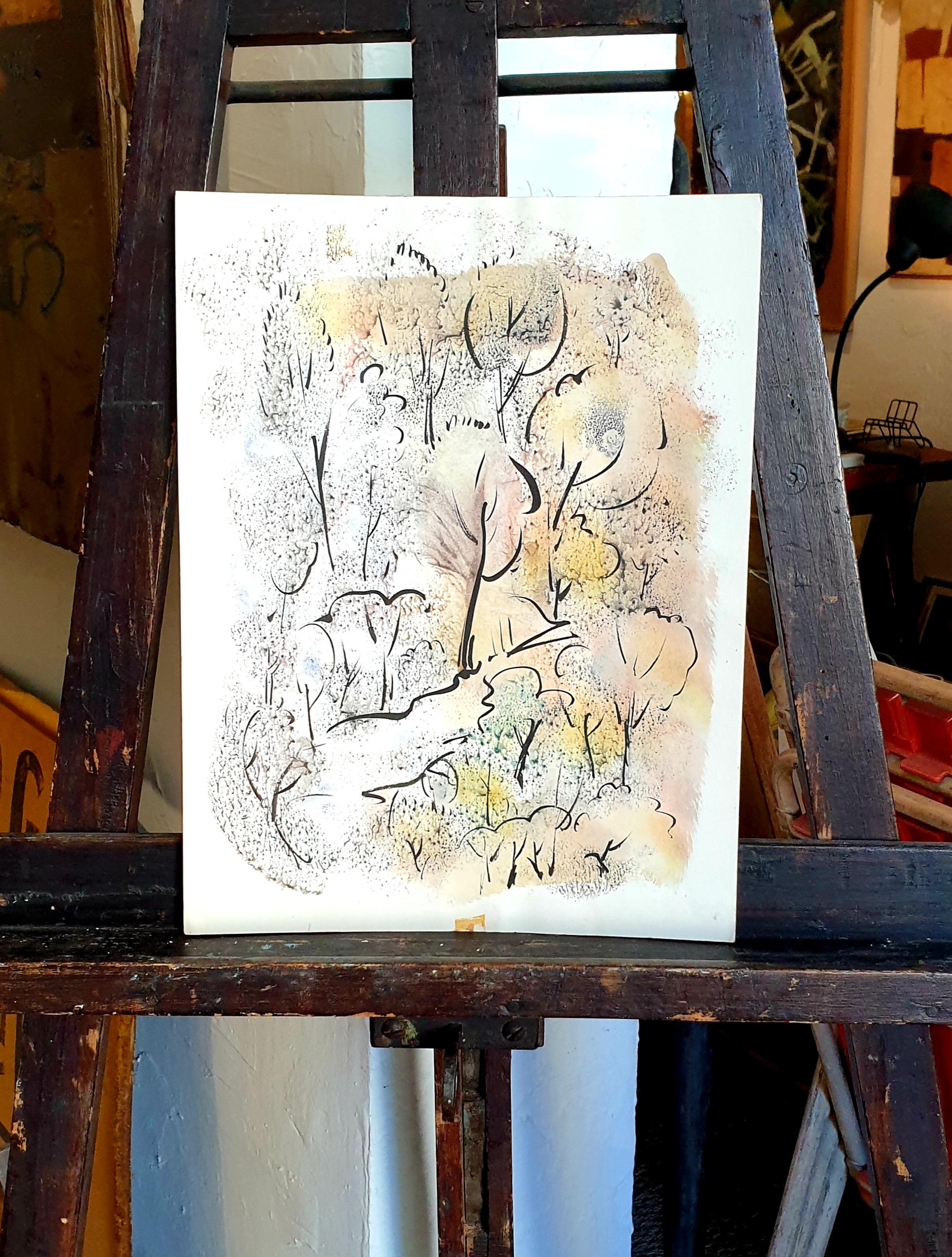 Acuarela fauvista y gouache sobre papel, 
