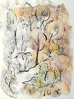 Aquarelle et gouache sur papier fauviste, « Through the Forest Glade »