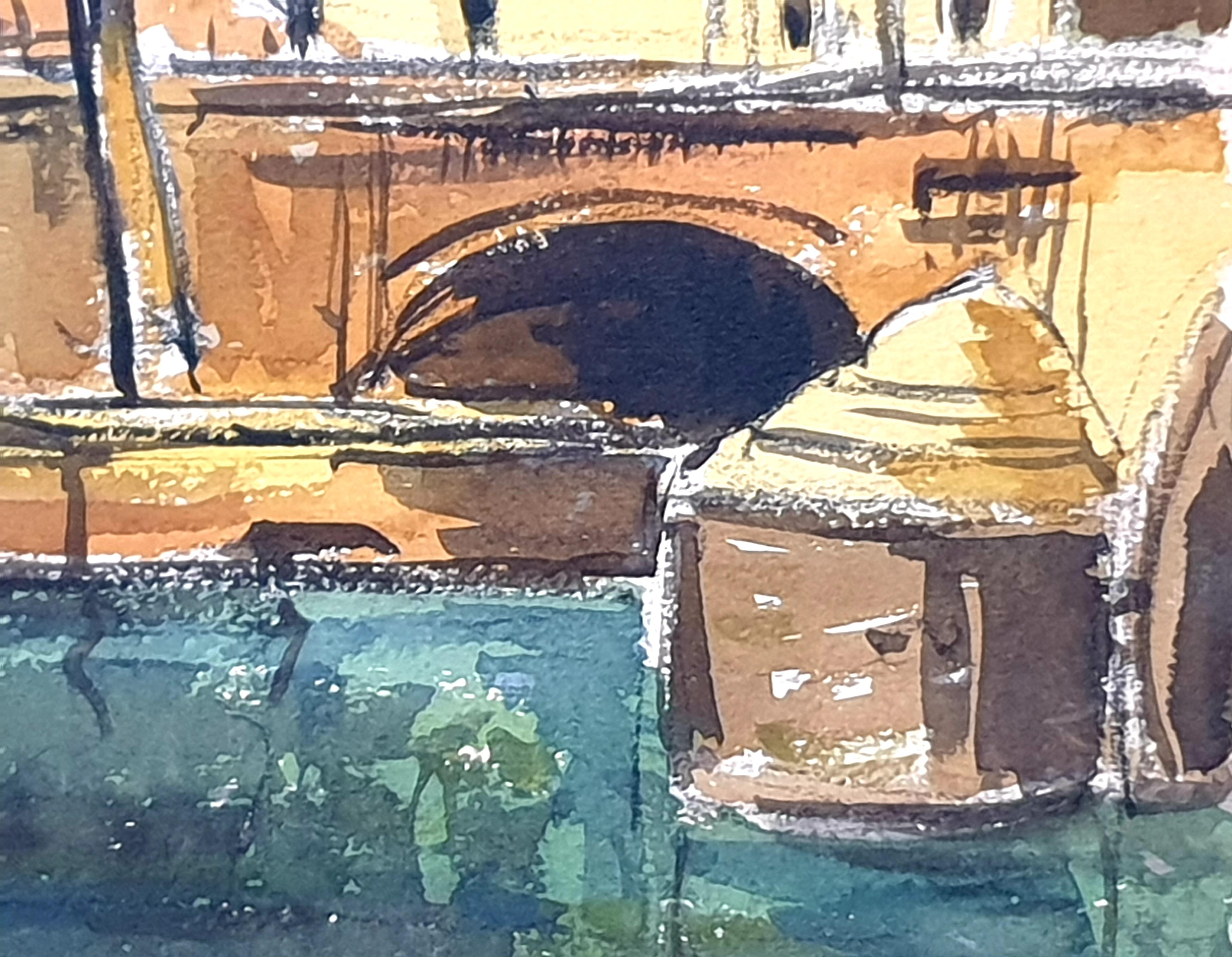 Two Mid-Century Watercolours Double Sided Paper, Village Landscape or Canal View For Sale 11
