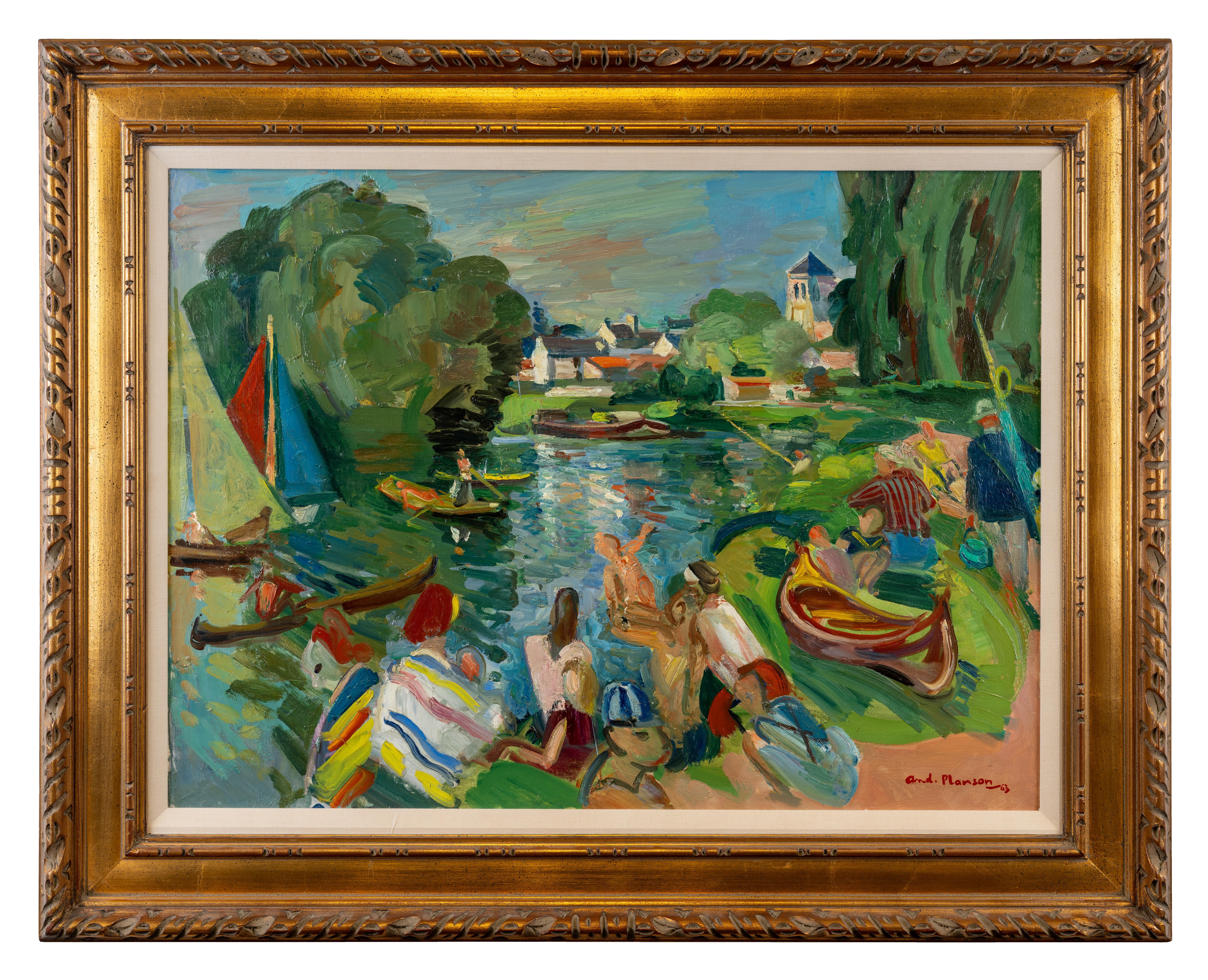 Andre Planson Figurative Painting - Boat Launch