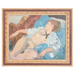 Andre Planson, Reclining Nude Female Impressionist Painting