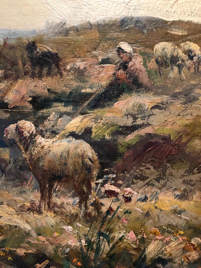 Andre Prevot-Valery
Weidende Schafe in einer Landschaft
Öl auf Leinwand
unterzeichnet
24 1/4 x 21 1/4 Zoll, inkl. Rahmen

André Prévot-Valéri, geboren 1890 in Paris, gestorben 1959 in Granville, ist ein Maler des Ärmelkanals.

Er ist ein Schüler von