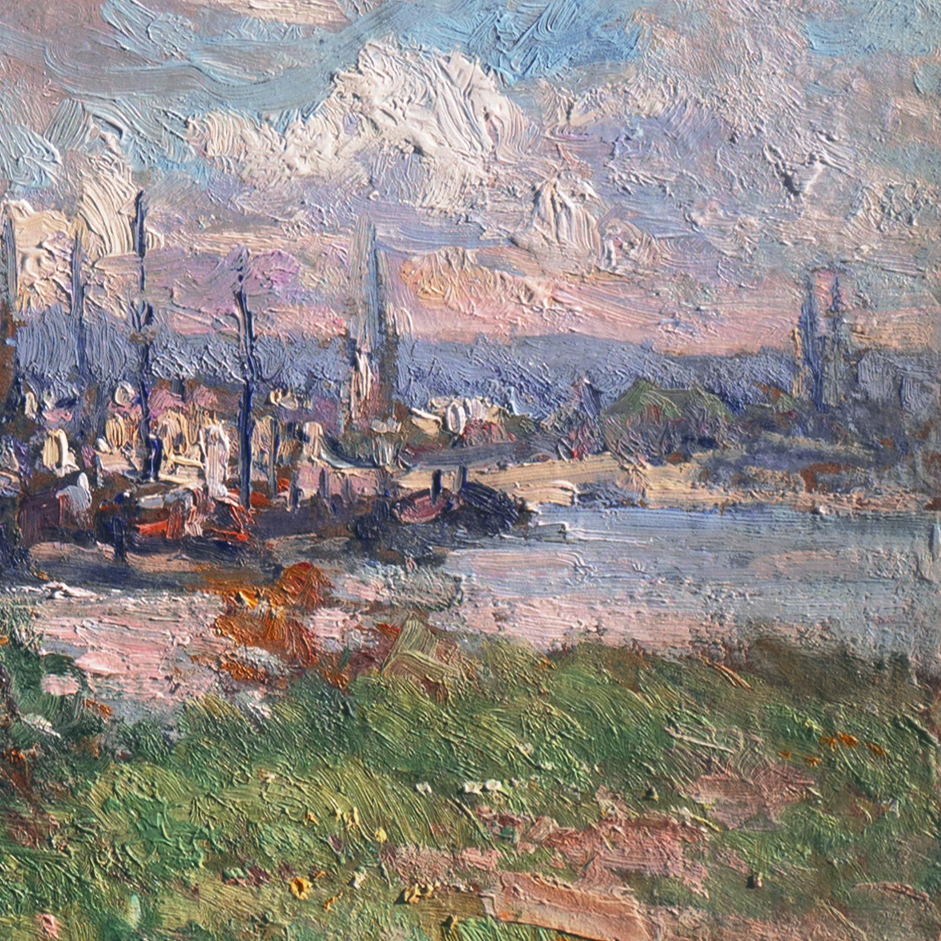 „Ansicht von Rouen“,  Französischer Impressionist, Pariser Salon, Prix Rosa-Bonheur, Benezit (Impressionismus), Painting, von André Prevot-Valeri