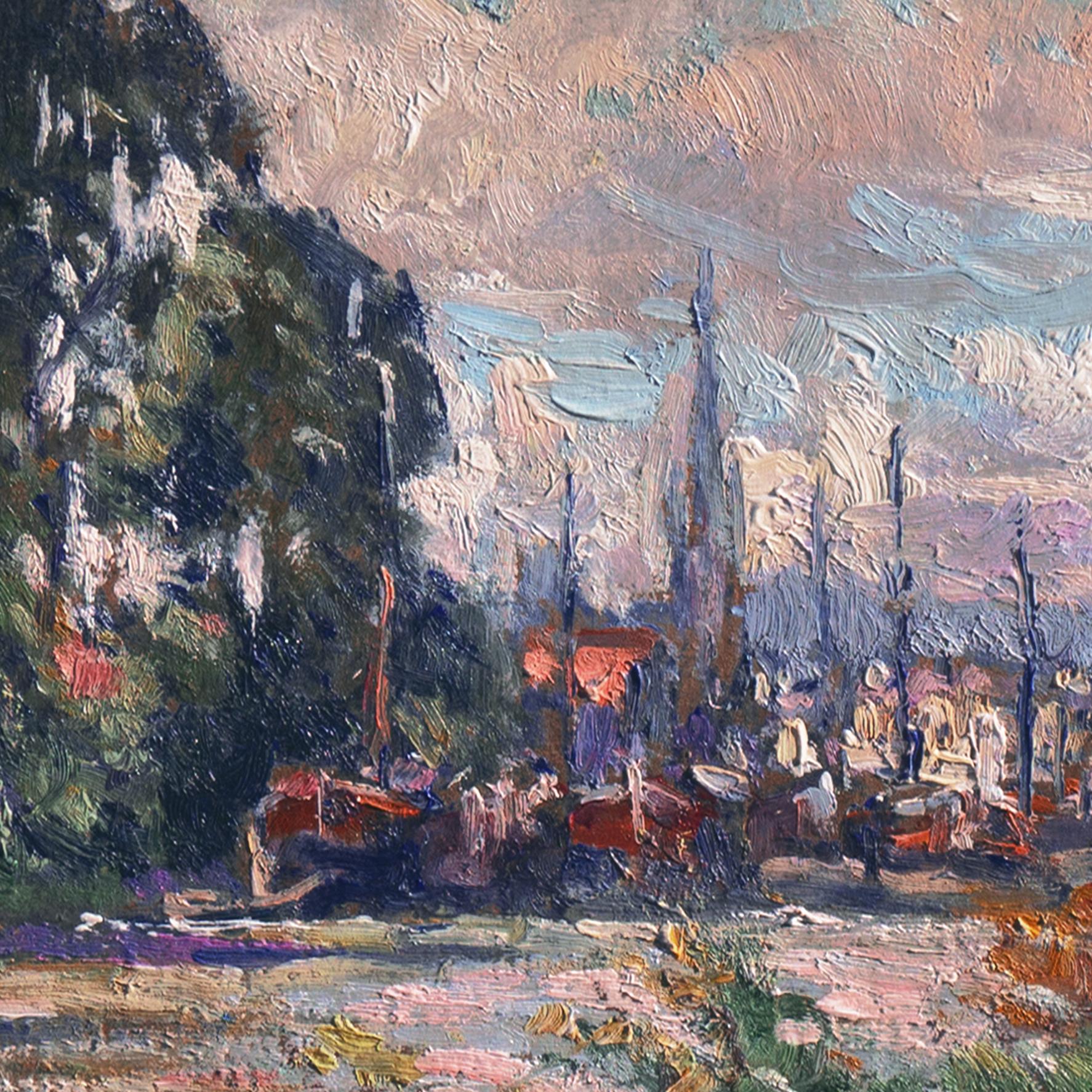 „Ansicht von Rouen“,  Französischer Impressionist, Pariser Salon, Prix Rosa-Bonheur, Benezit im Angebot 5