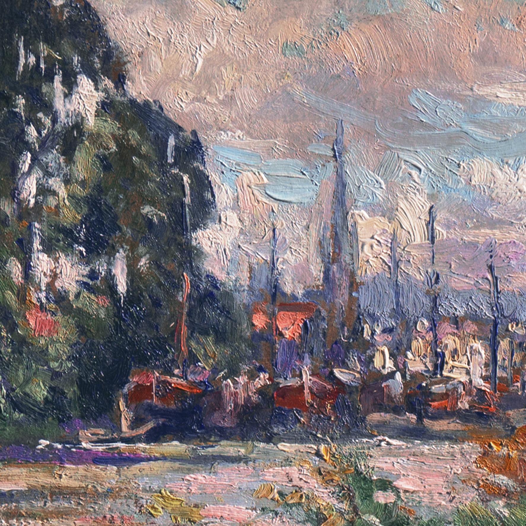 „Ansicht von Rouen“,  Französischer Impressionist, Pariser Salon, Prix Rosa-Bonheur, Benezit im Angebot 4
