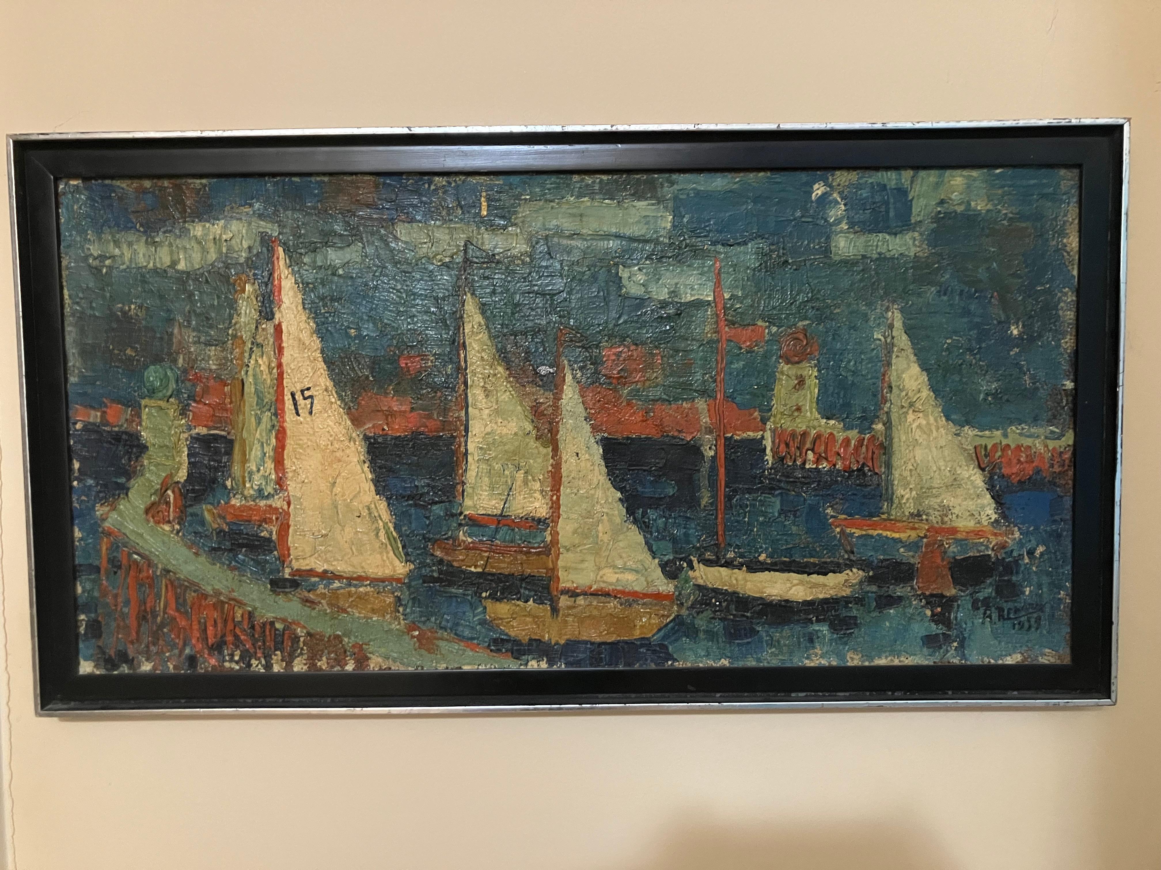 André RENOUX Landscape Painting - Andre Renoux 1959